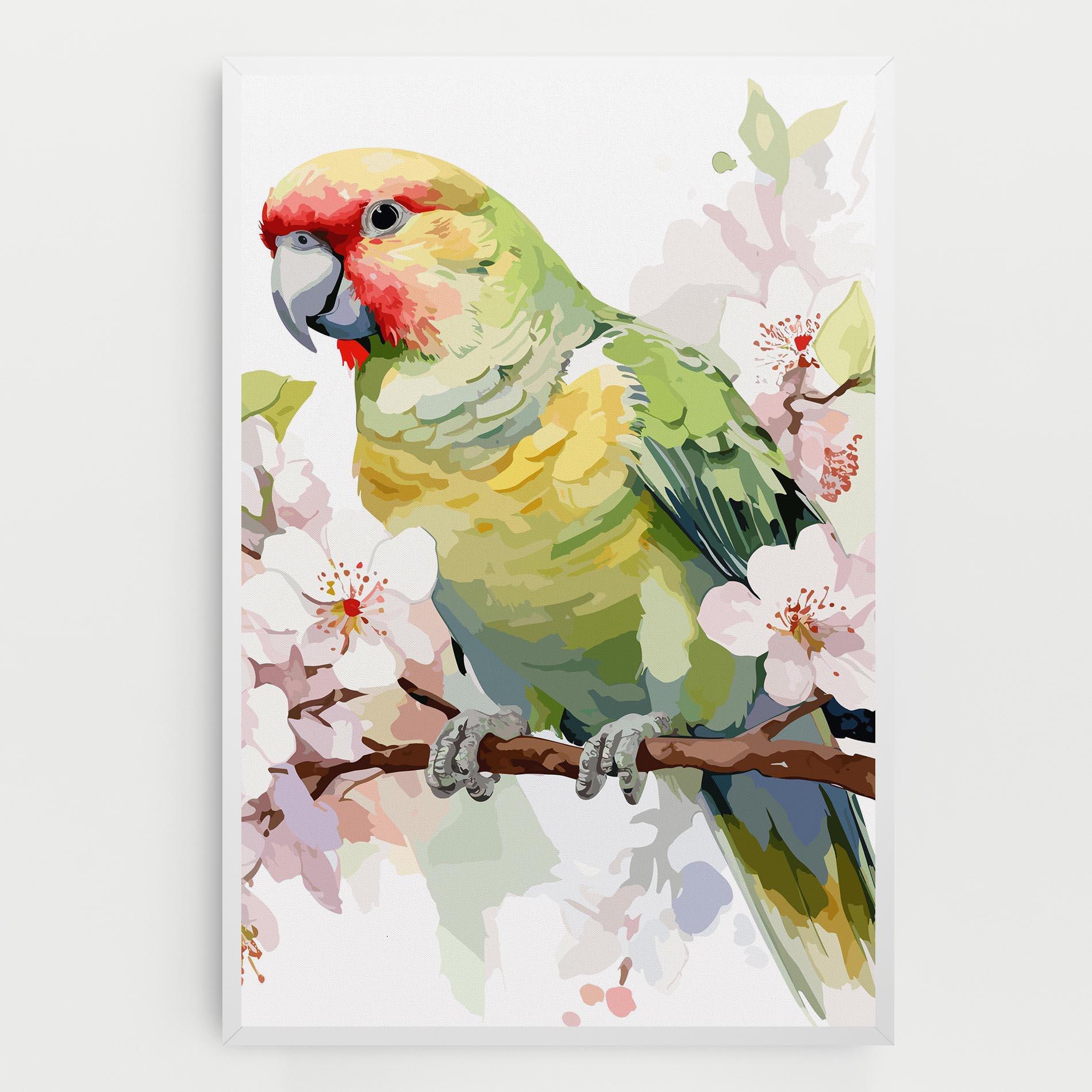 Leinwandbild Cute Green Parrot mockup 0