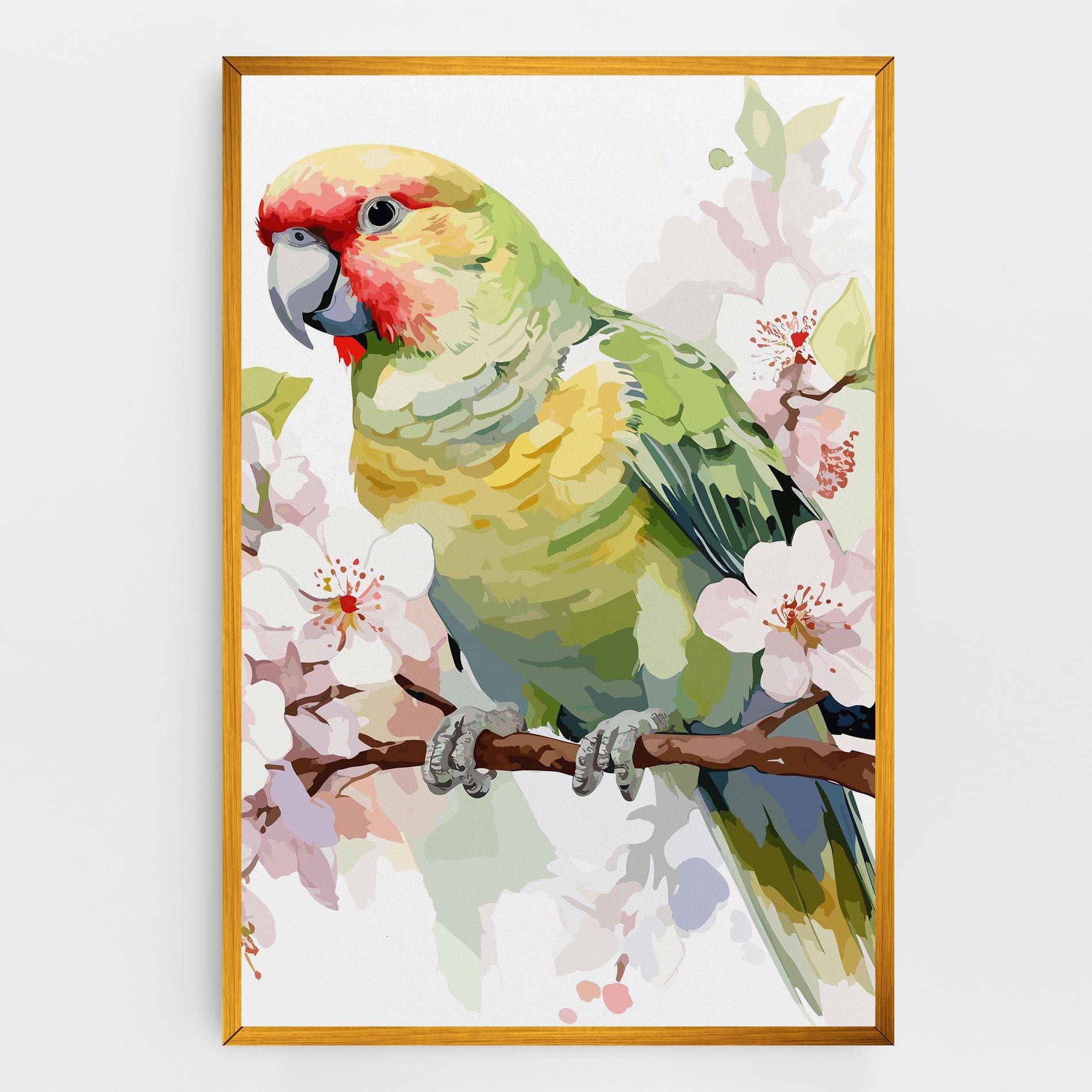 Leinwandbild Cute Green Parrot mockup 0