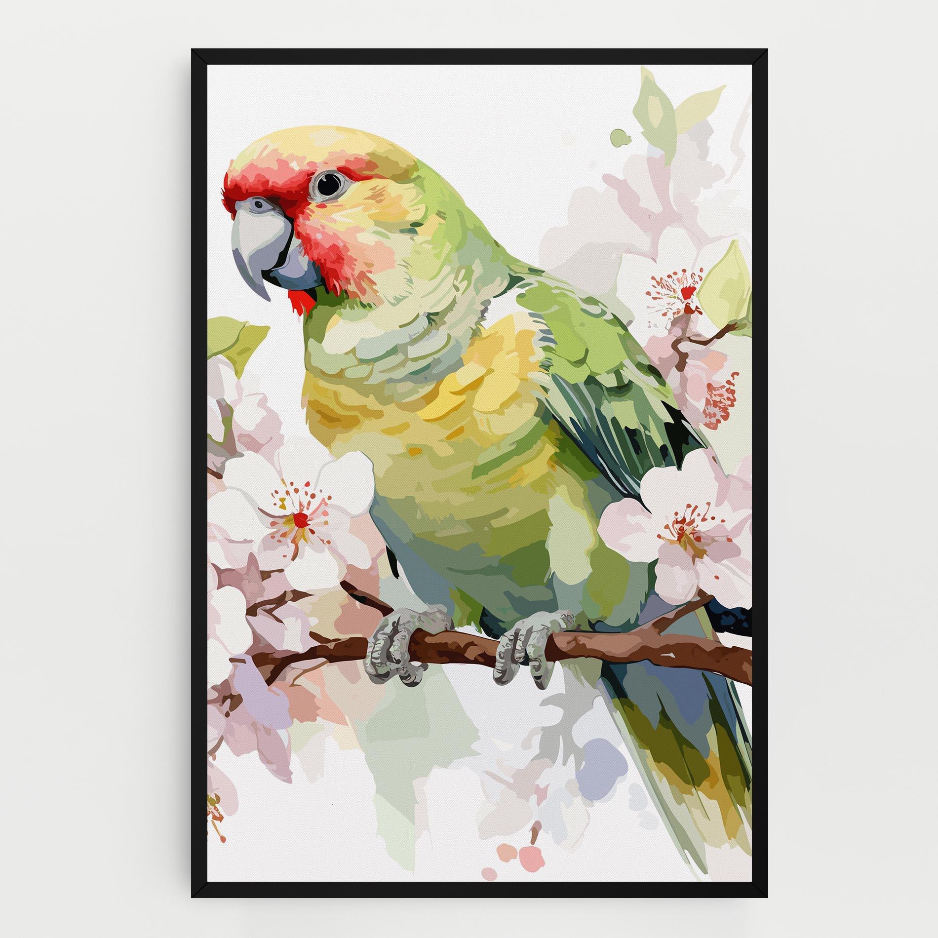 Leinwandbild Cute Green Parrot mockup 0