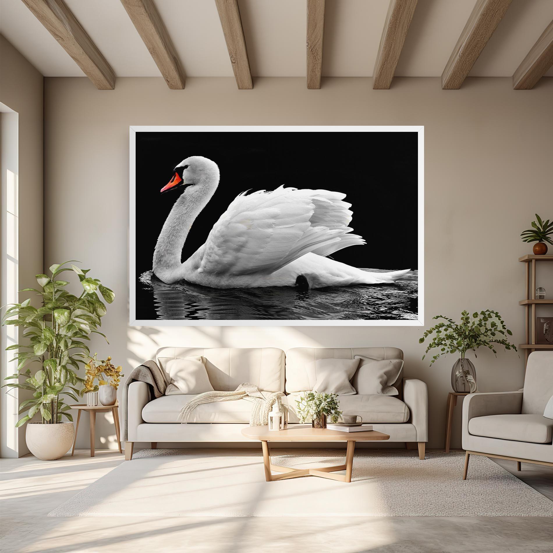 Leinwandbild Black And White Swan mockup 6