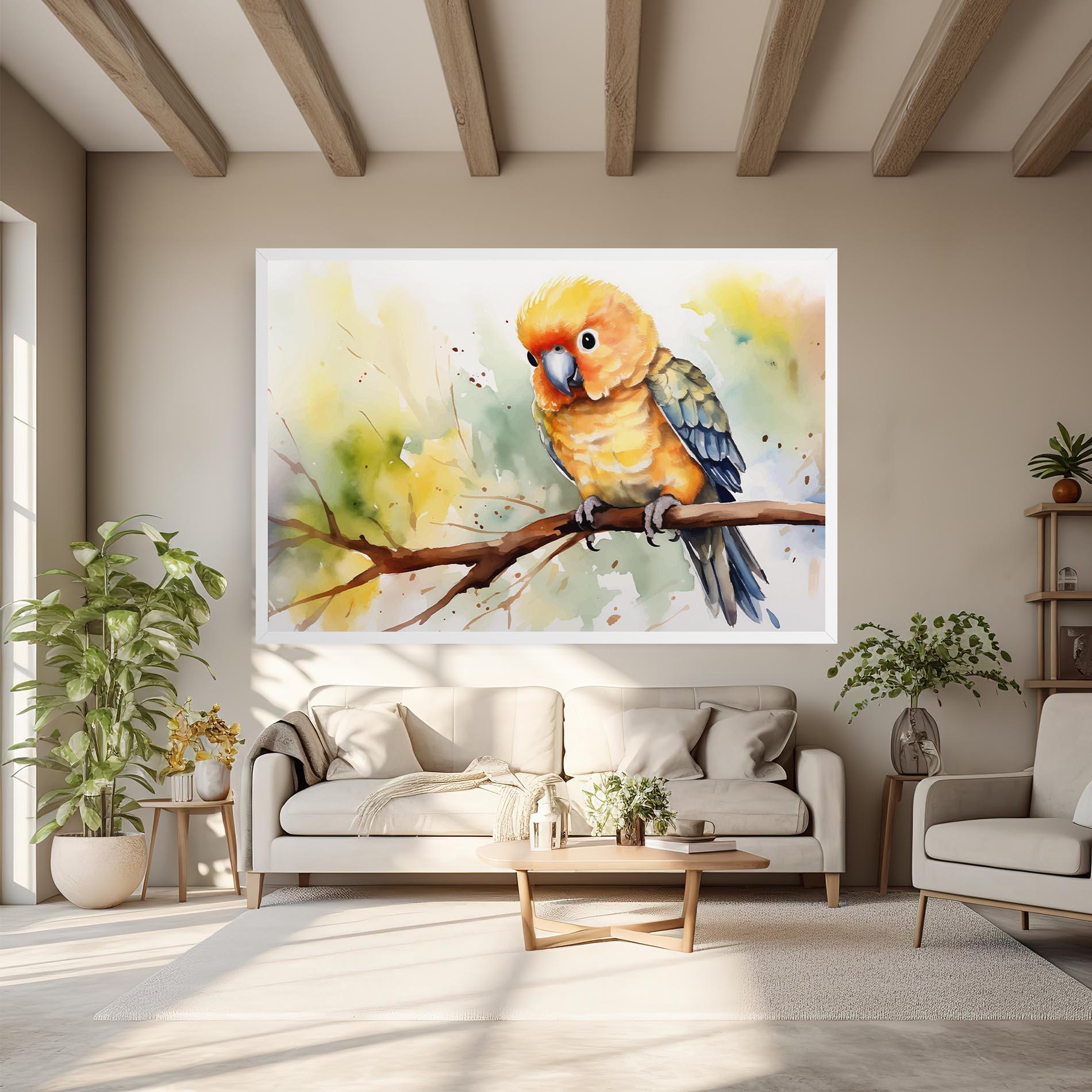 Leinwandbild Cute Baby Parrot mockup 6