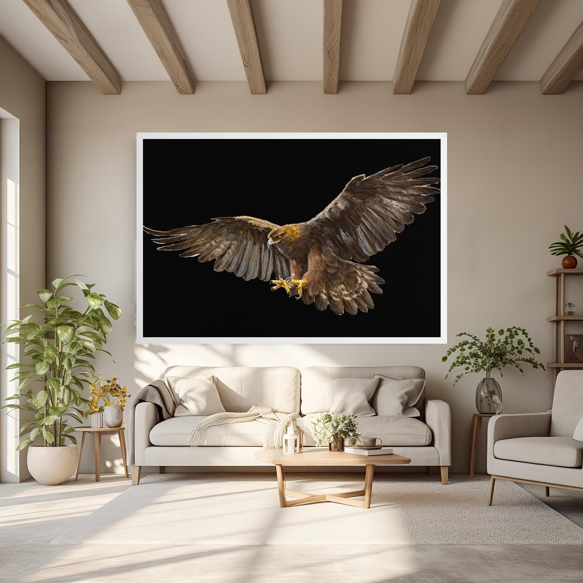 Leinwandbild Eagle On Black mockup 6