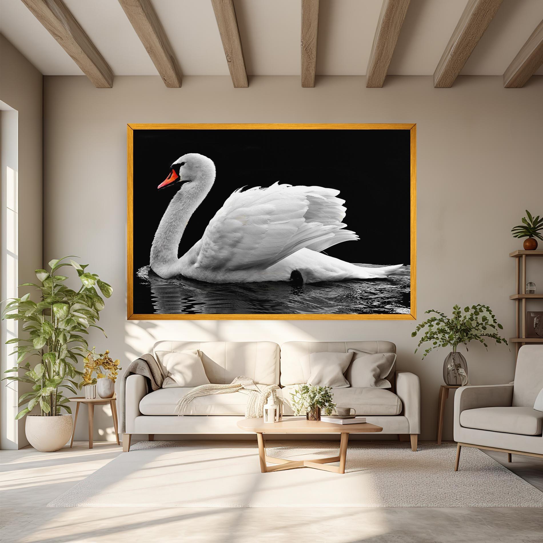 Leinwandbild Black And White Swan mockup 6