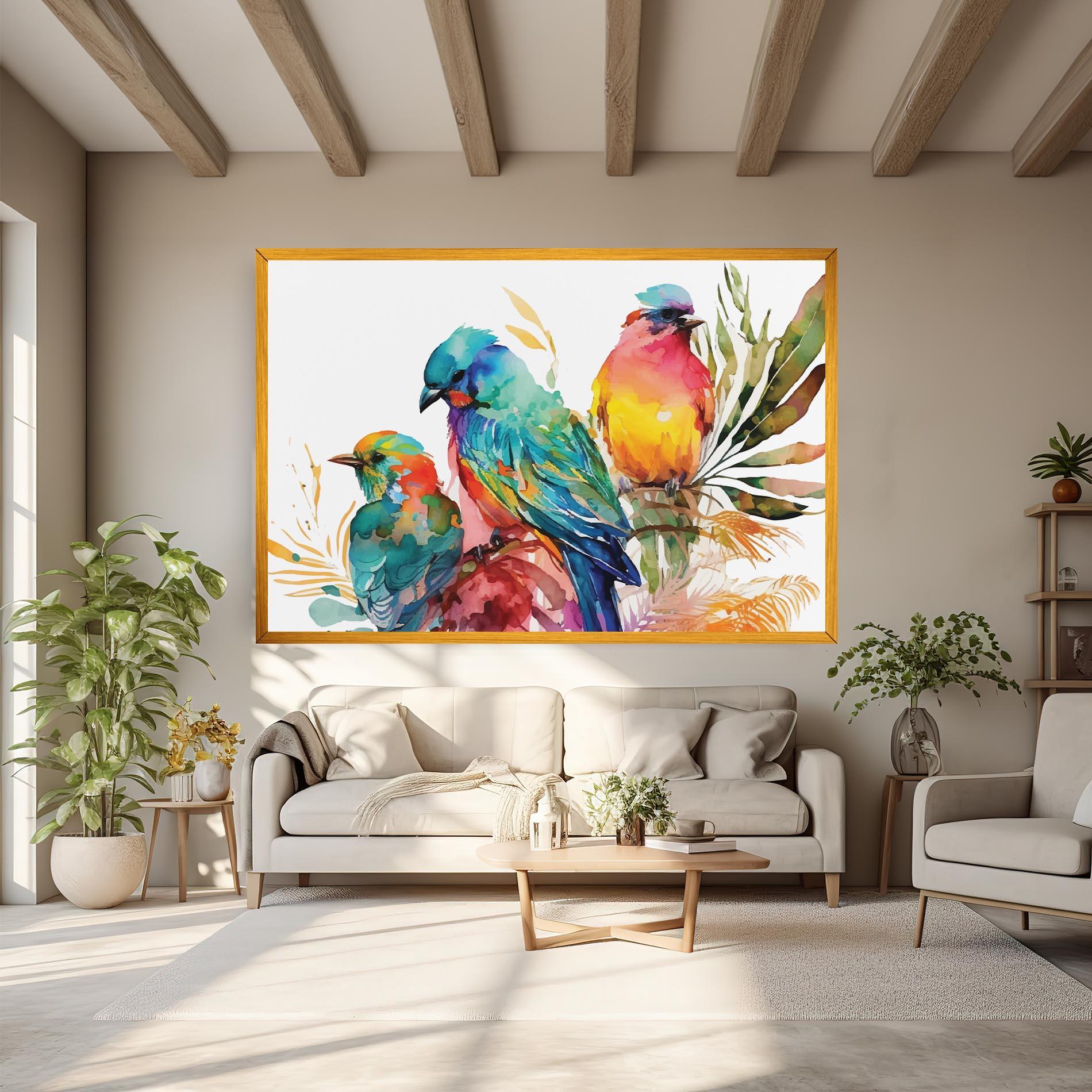 Leinwandbild Colorful Birds mockup 6