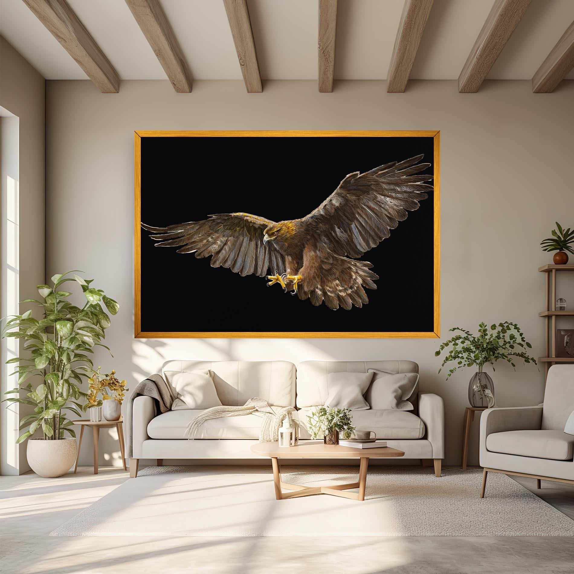 Leinwandbild Eagle On Black mockup 6