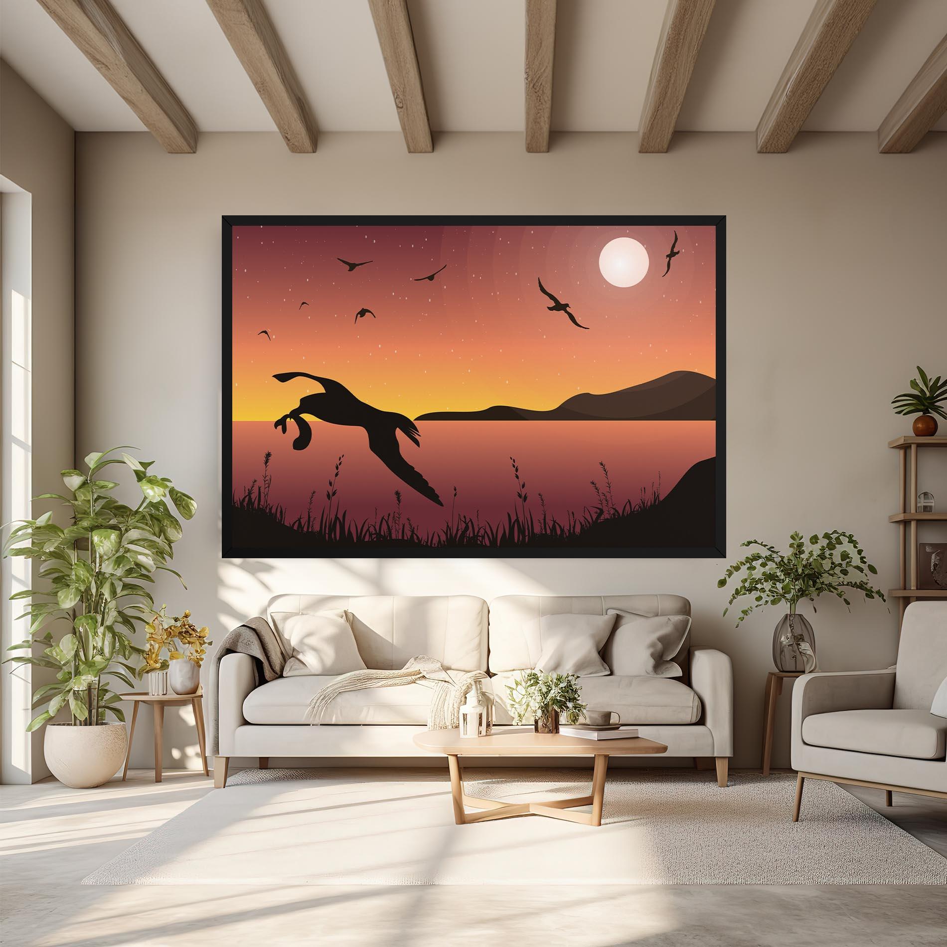 Leinwandbild Birds Fishing mockup 6