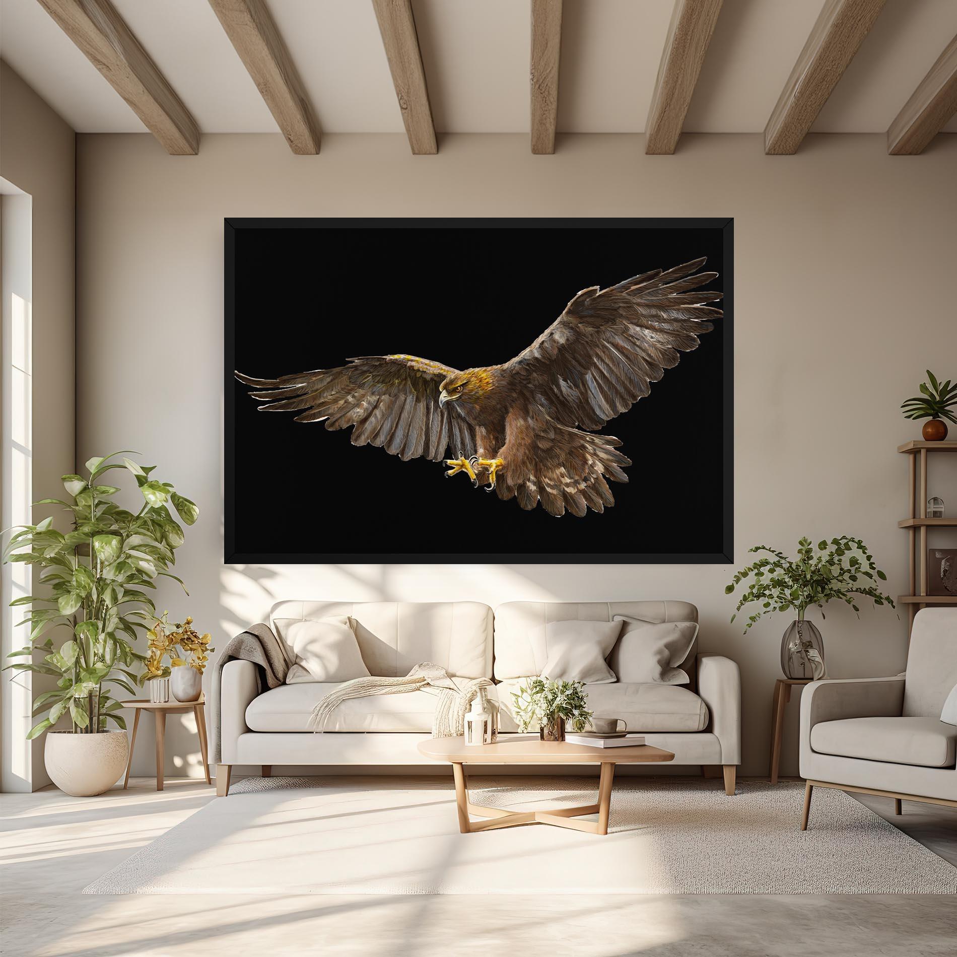 Leinwandbild Eagle On Black mockup 6