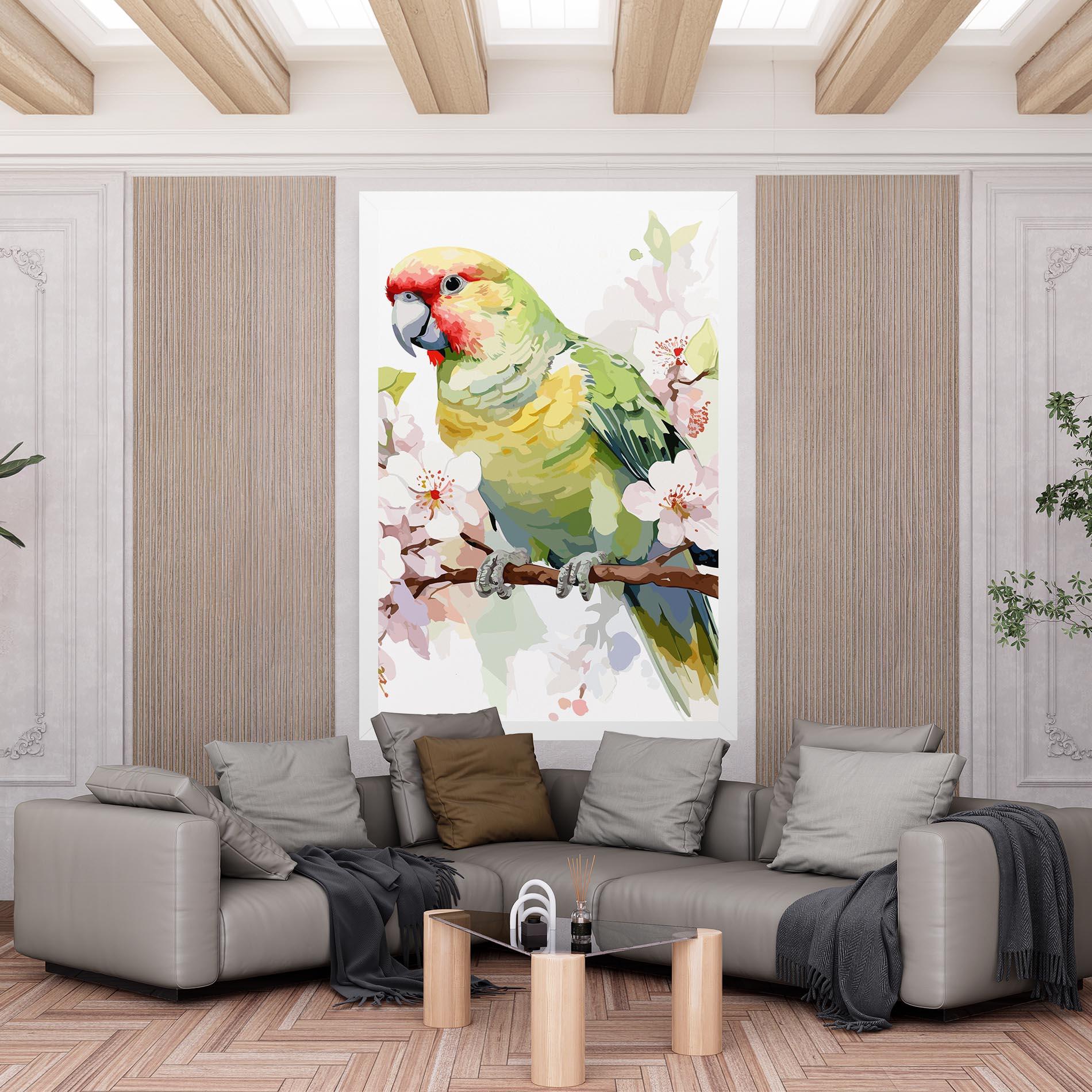 Leinwandbild Cute Green Parrot mockup 6