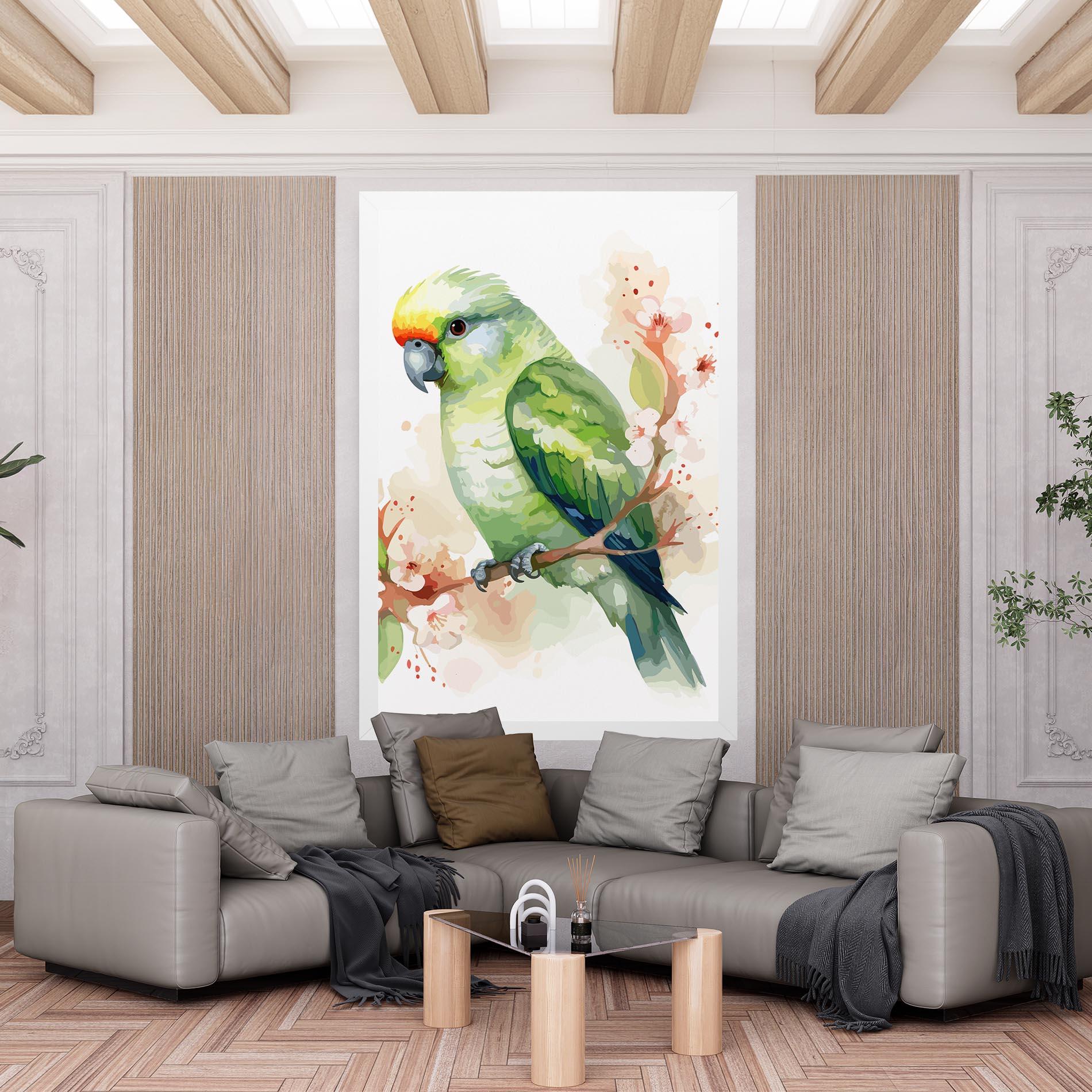 Leinwandbild Pretty Green Parrot mockup 6