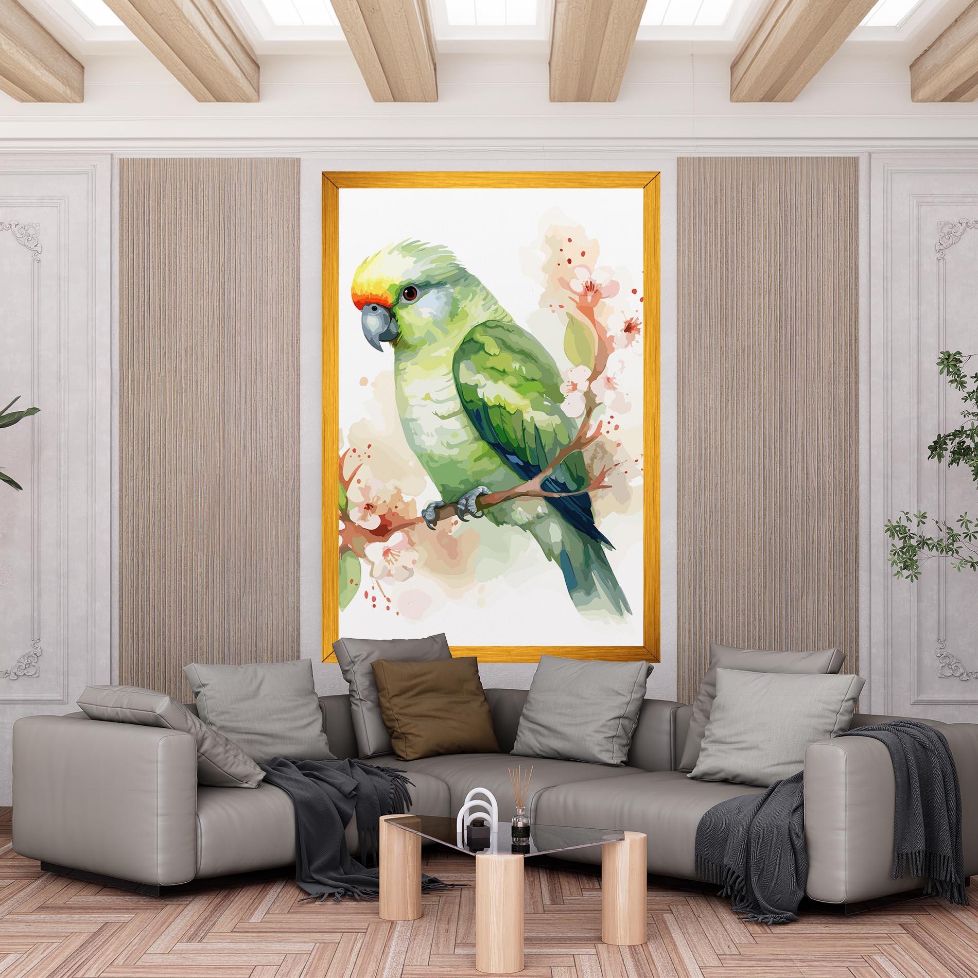 Leinwandbild Pretty Green Parrot mockup 6