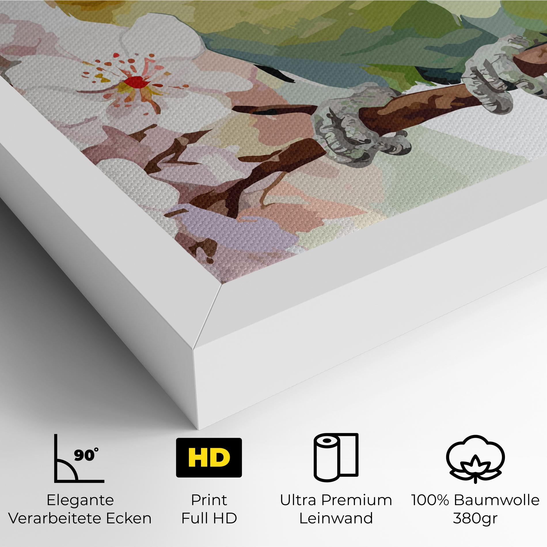 Leinwandbild Cute Green Parrot mockup 4