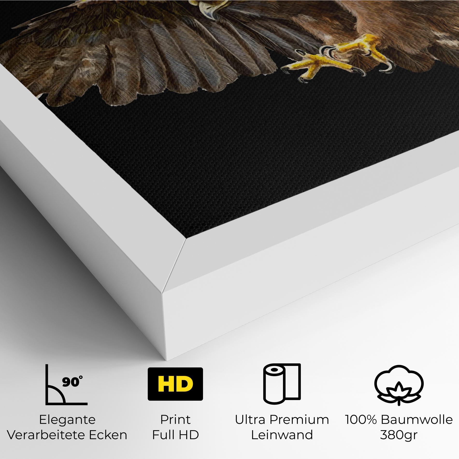 Leinwandbild Eagle On Black mockup 4