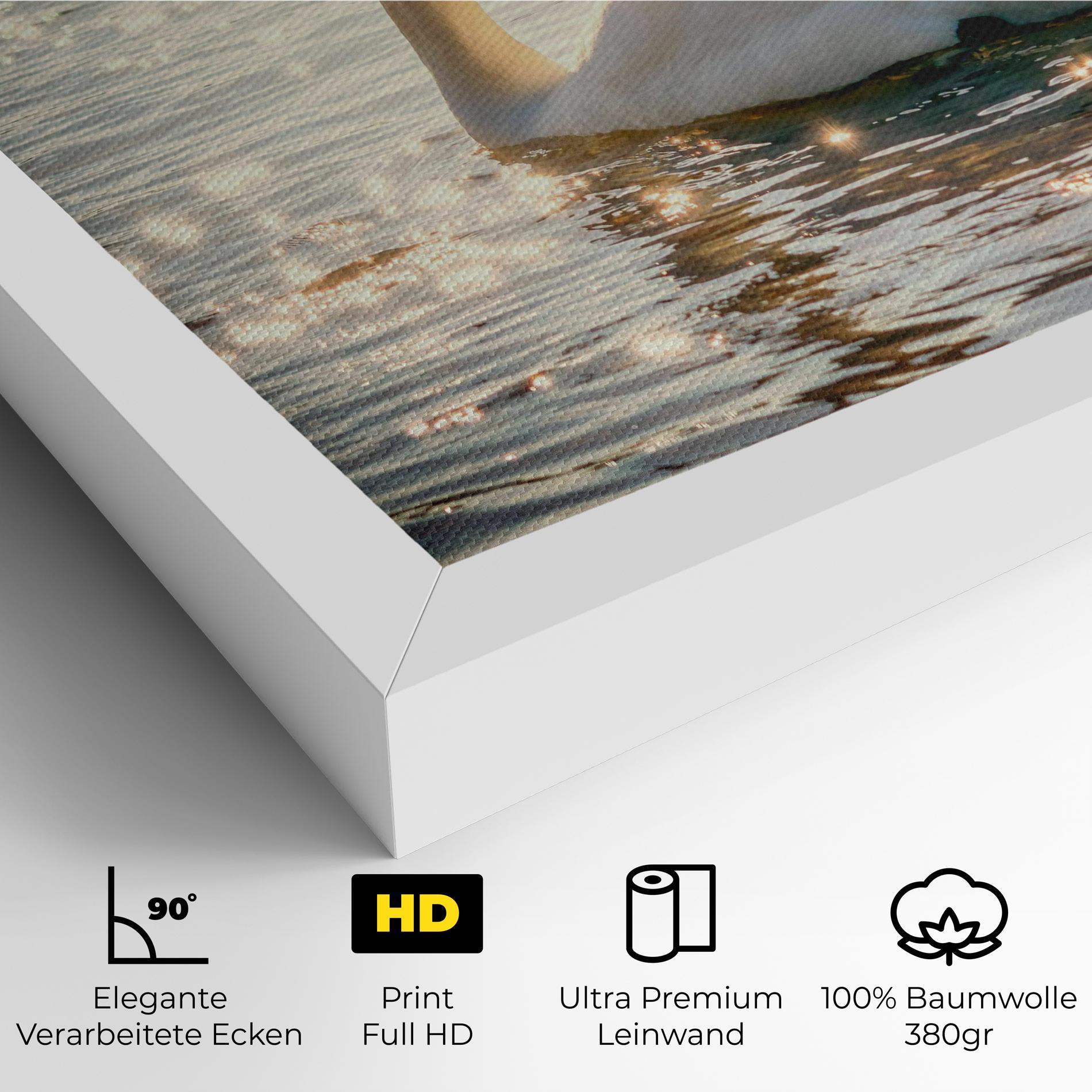 Leinwandbild Swan On Lake mockup 4