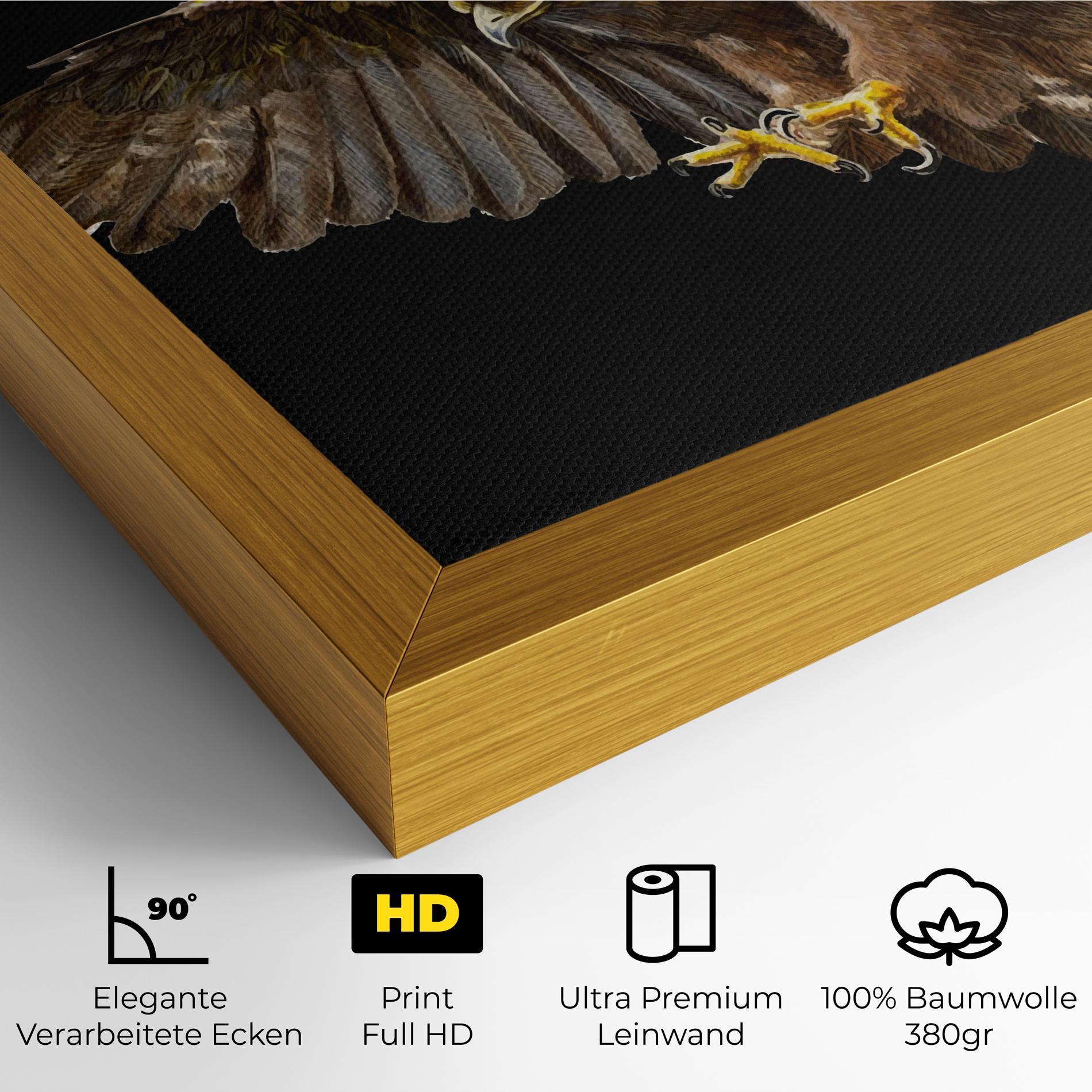 Leinwandbild Eagle On Black mockup 4
