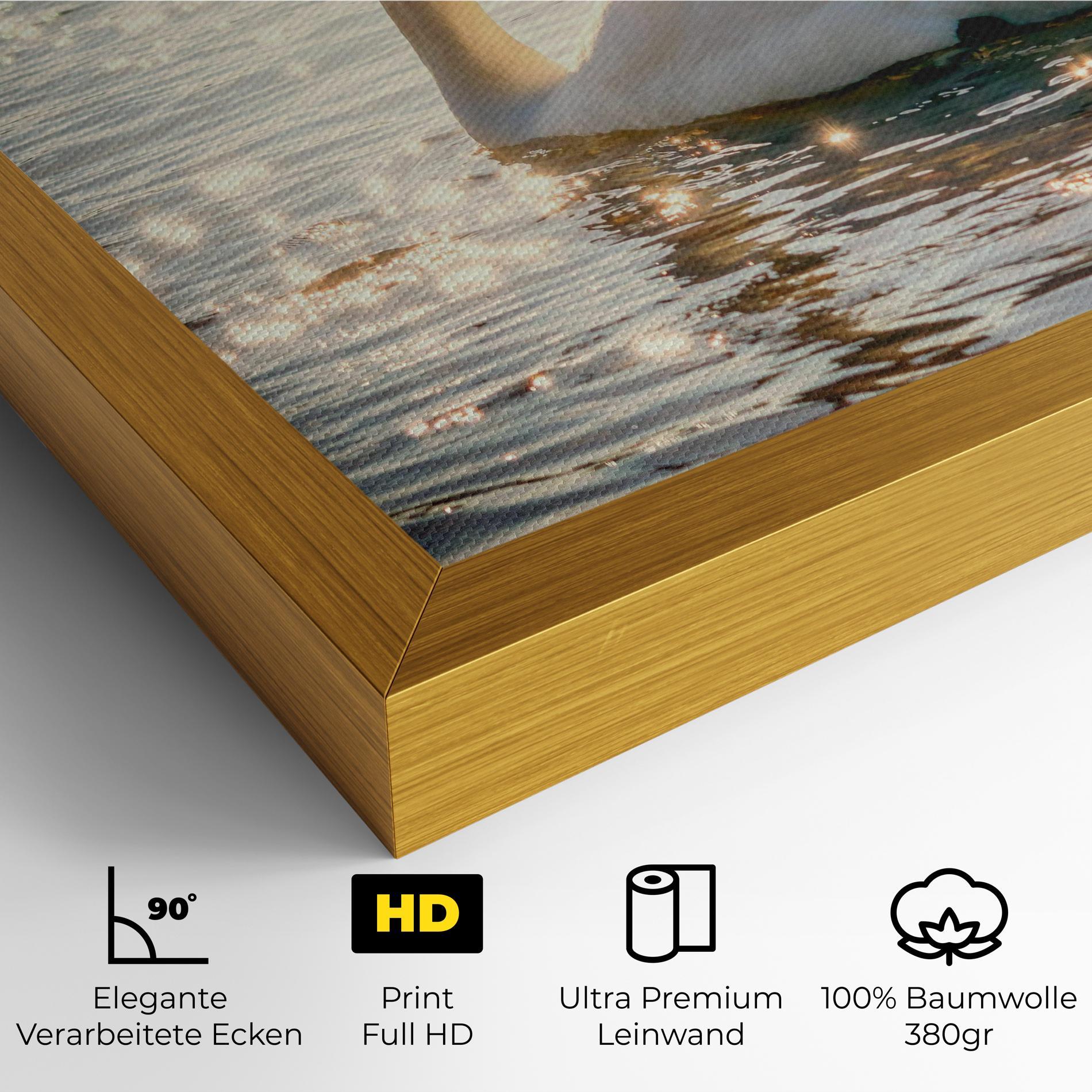 Leinwandbild Swan On Lake mockup 4