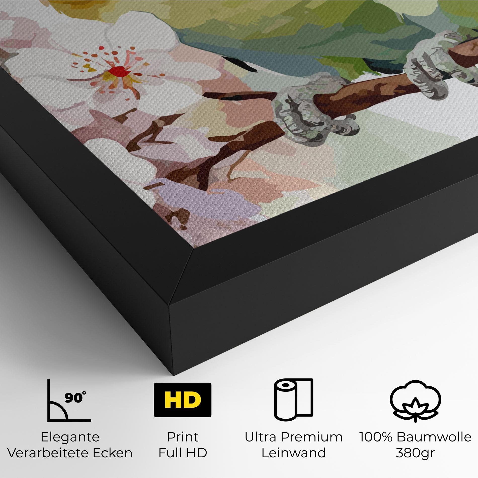 Leinwandbild Cute Green Parrot mockup 4