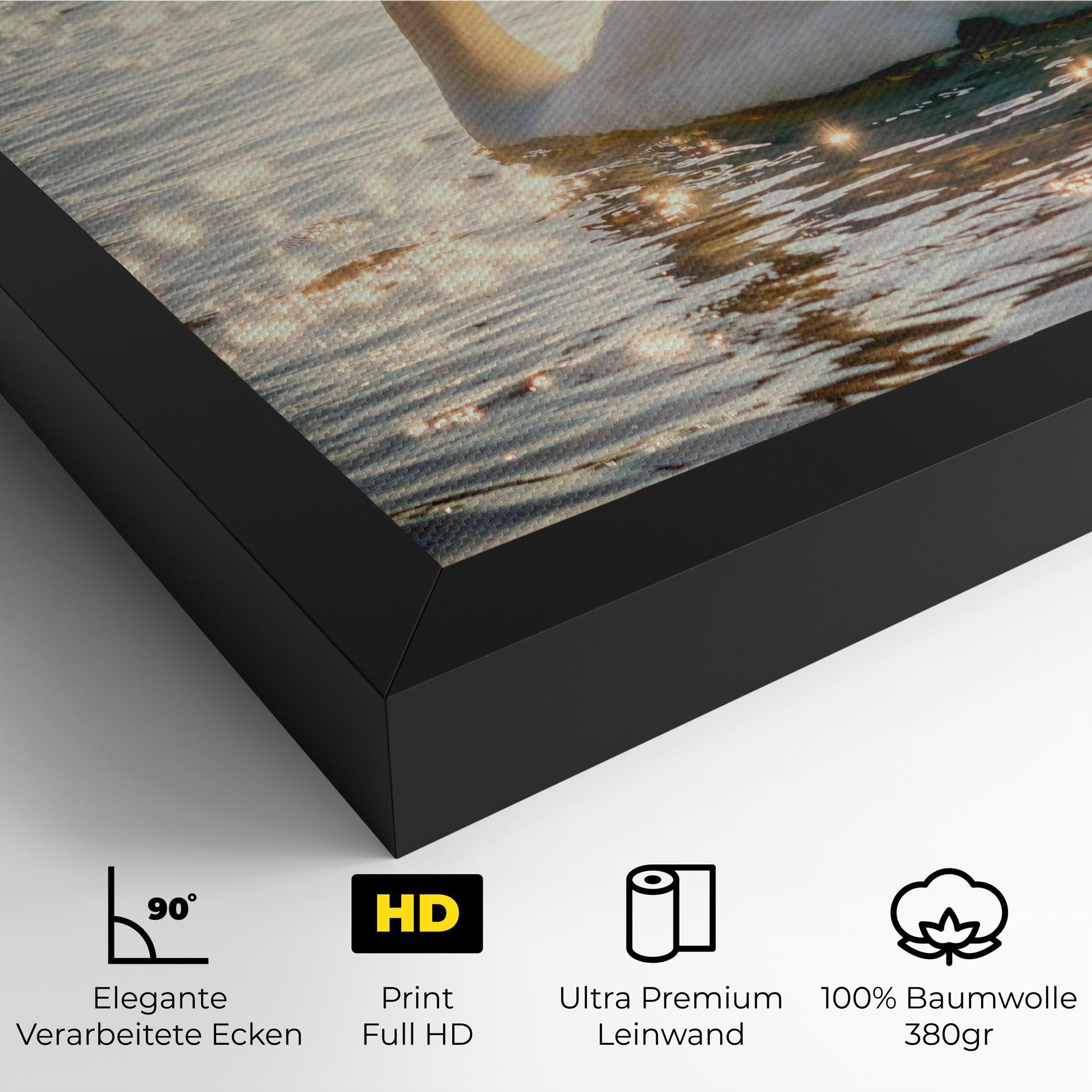 Leinwandbild Swan On Lake mockup 4
