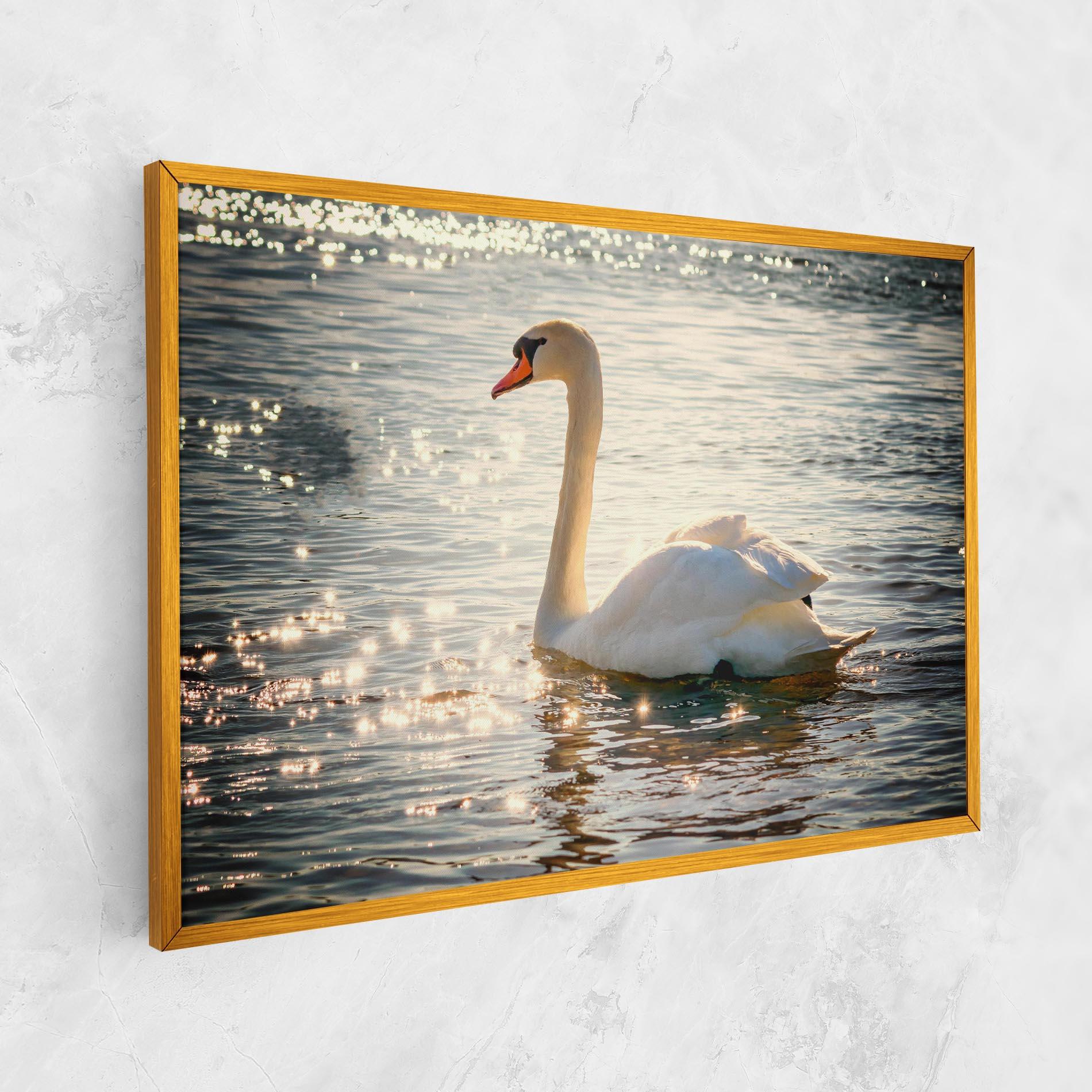 Leinwandbild Swan On Lake mockup 1
