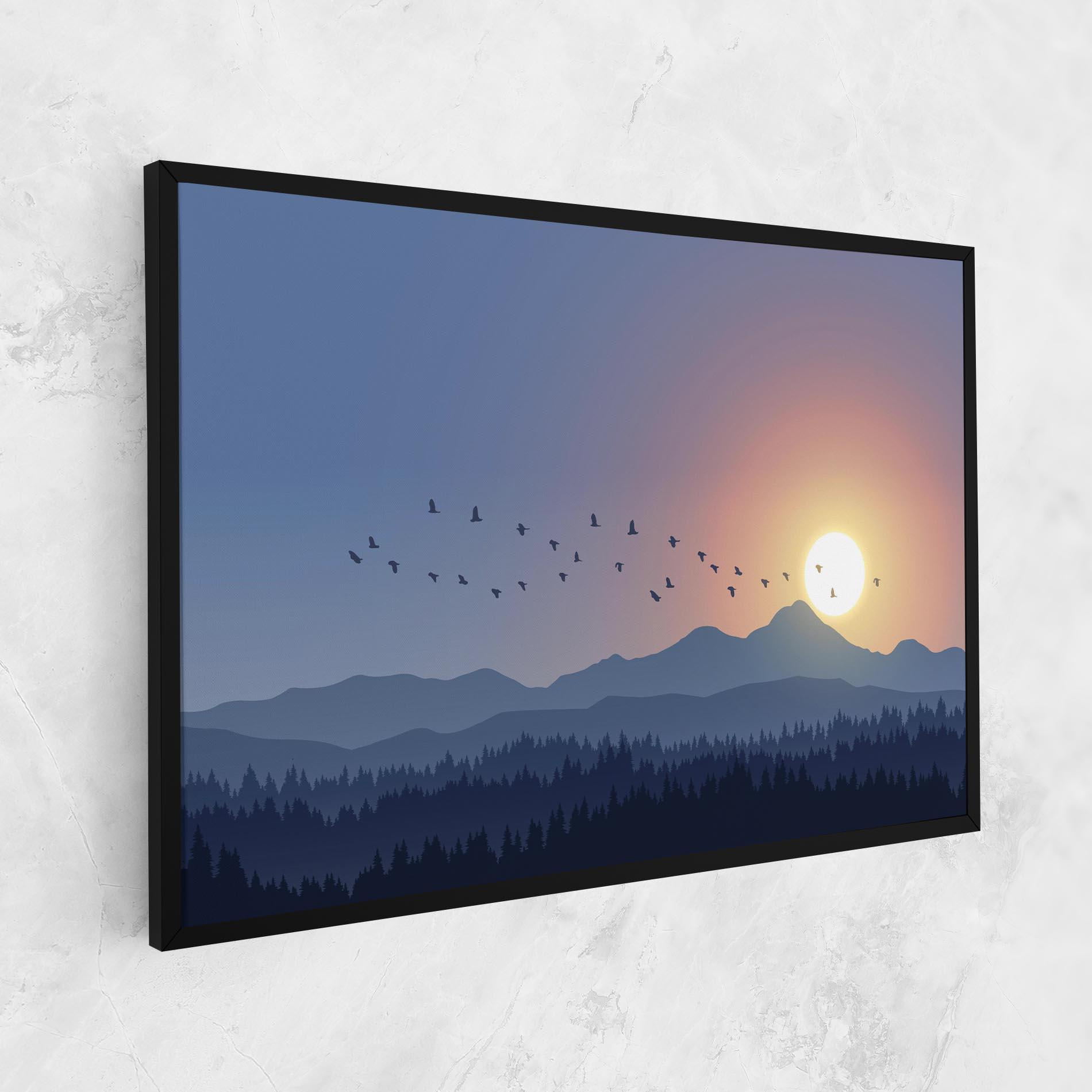 Leinwandbild Sunset Birds View mockup 1