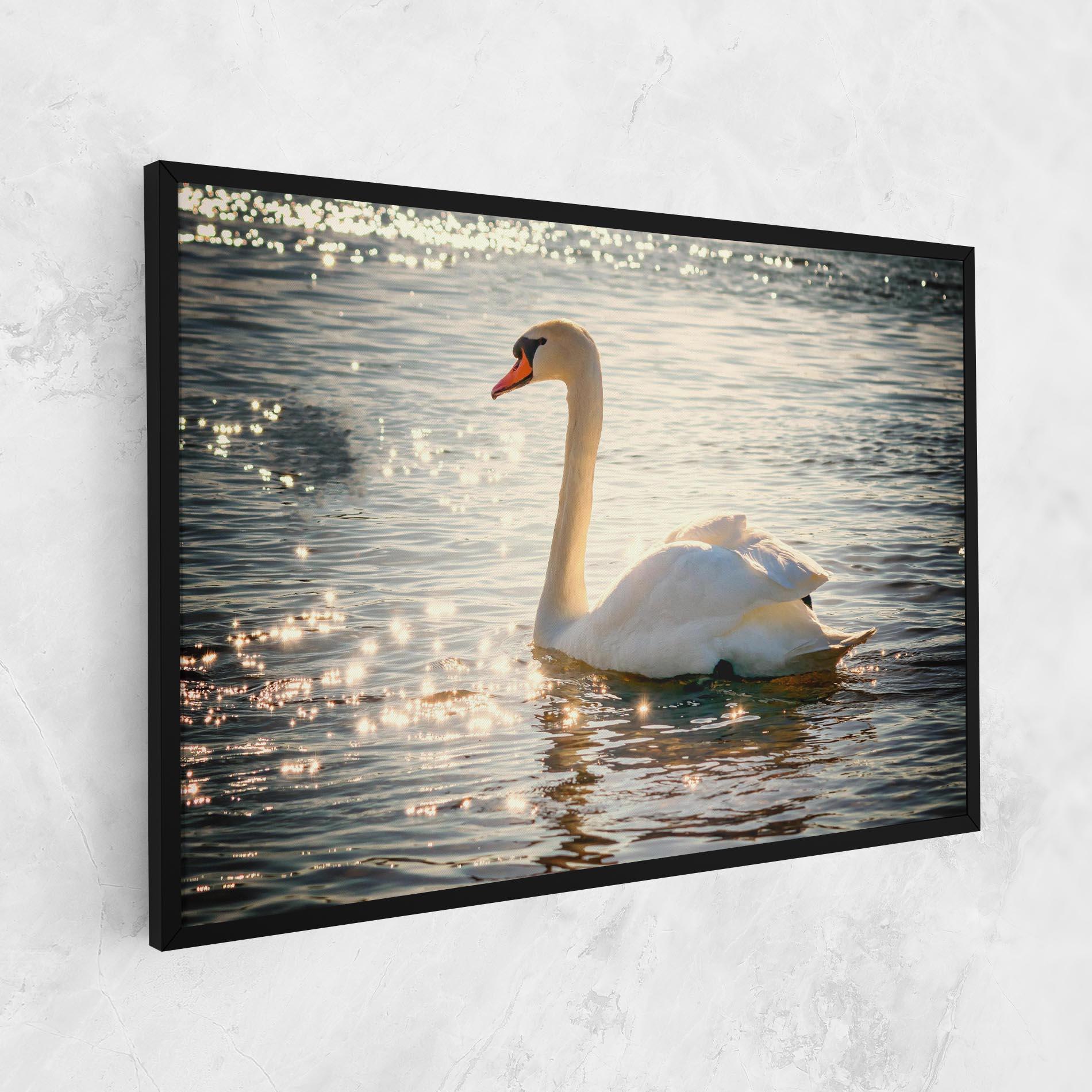 Leinwandbild Swan On Lake mockup 1