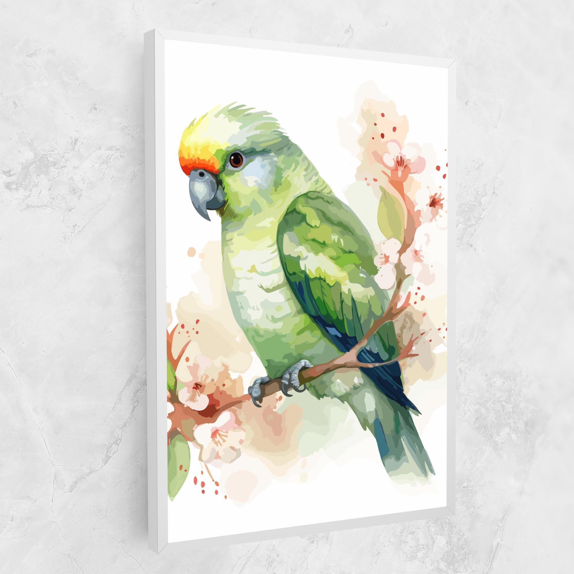 Leinwandbild Pretty Green Parrot mockup 1