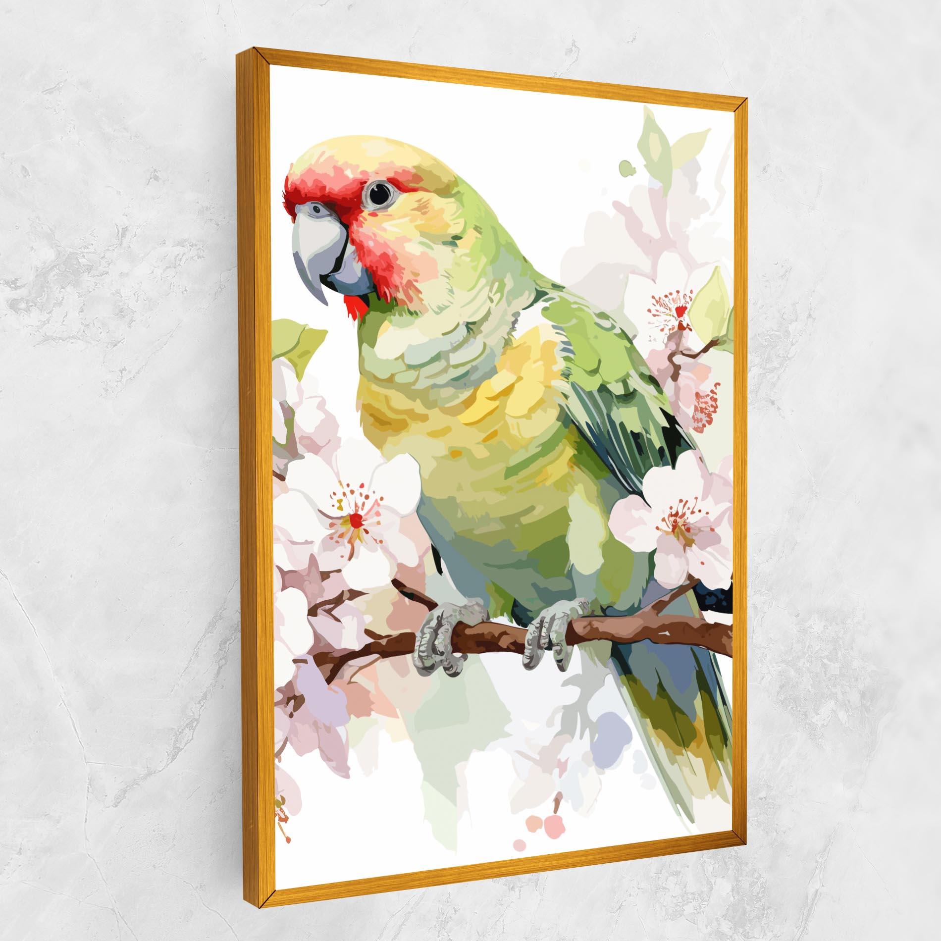Leinwandbild Cute Green Parrot mockup 1