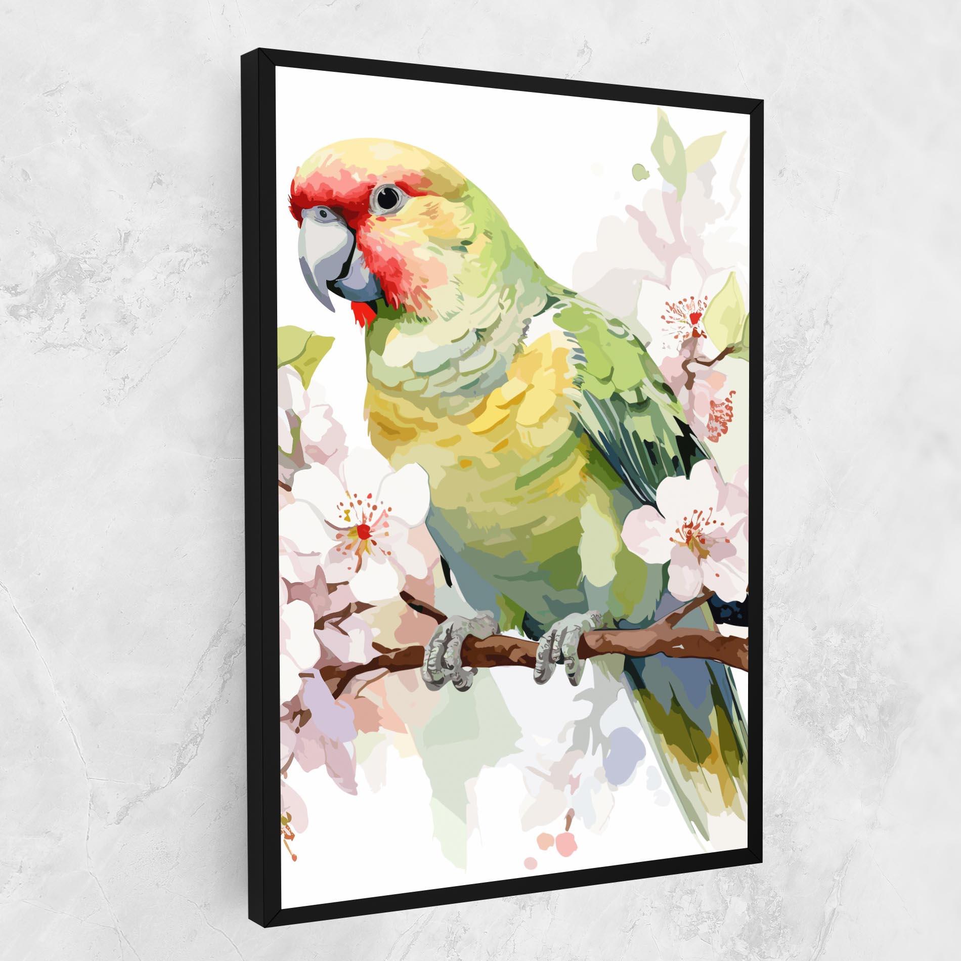 Leinwandbild Cute Green Parrot mockup 1