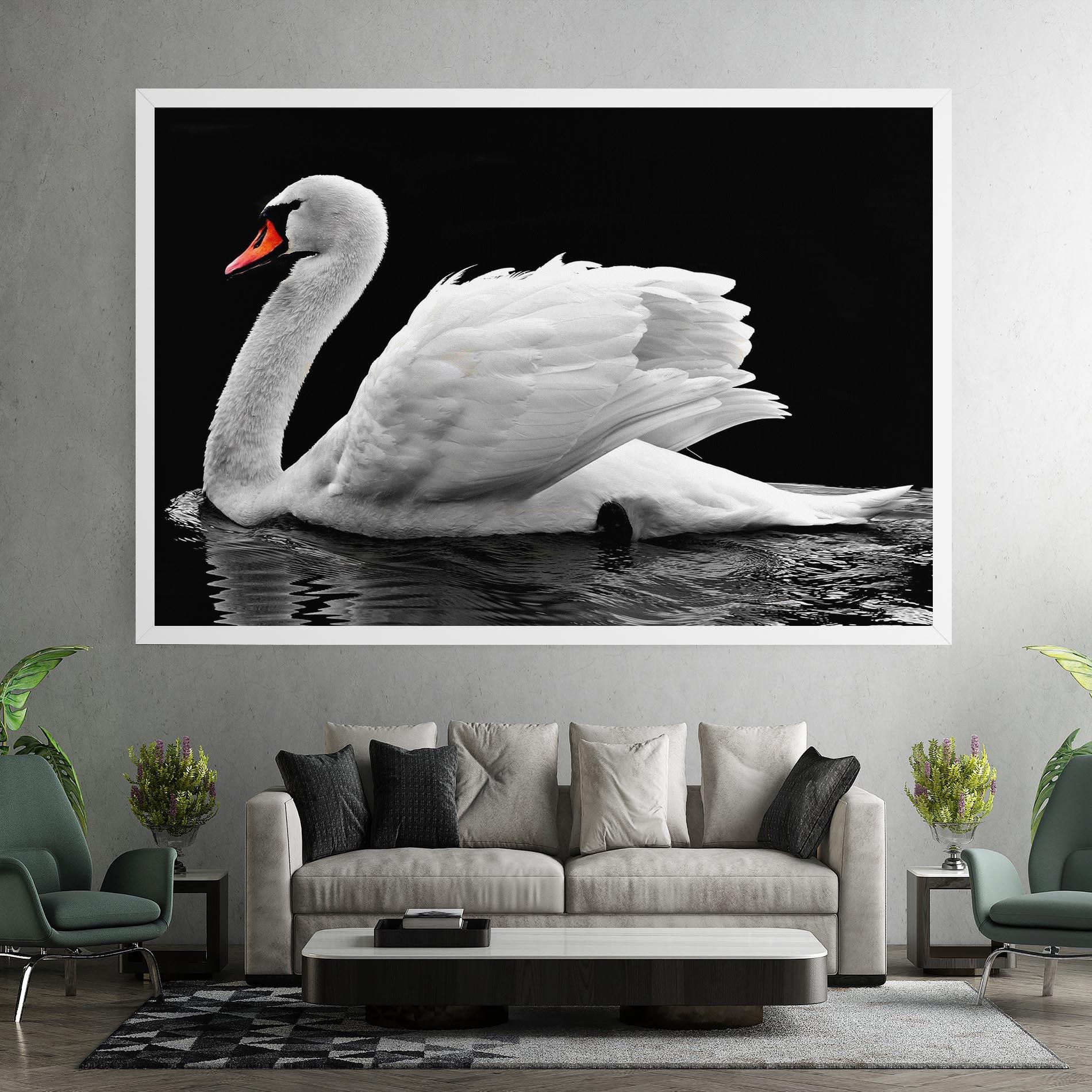 Leinwandbild Black And White Swan mockup 7