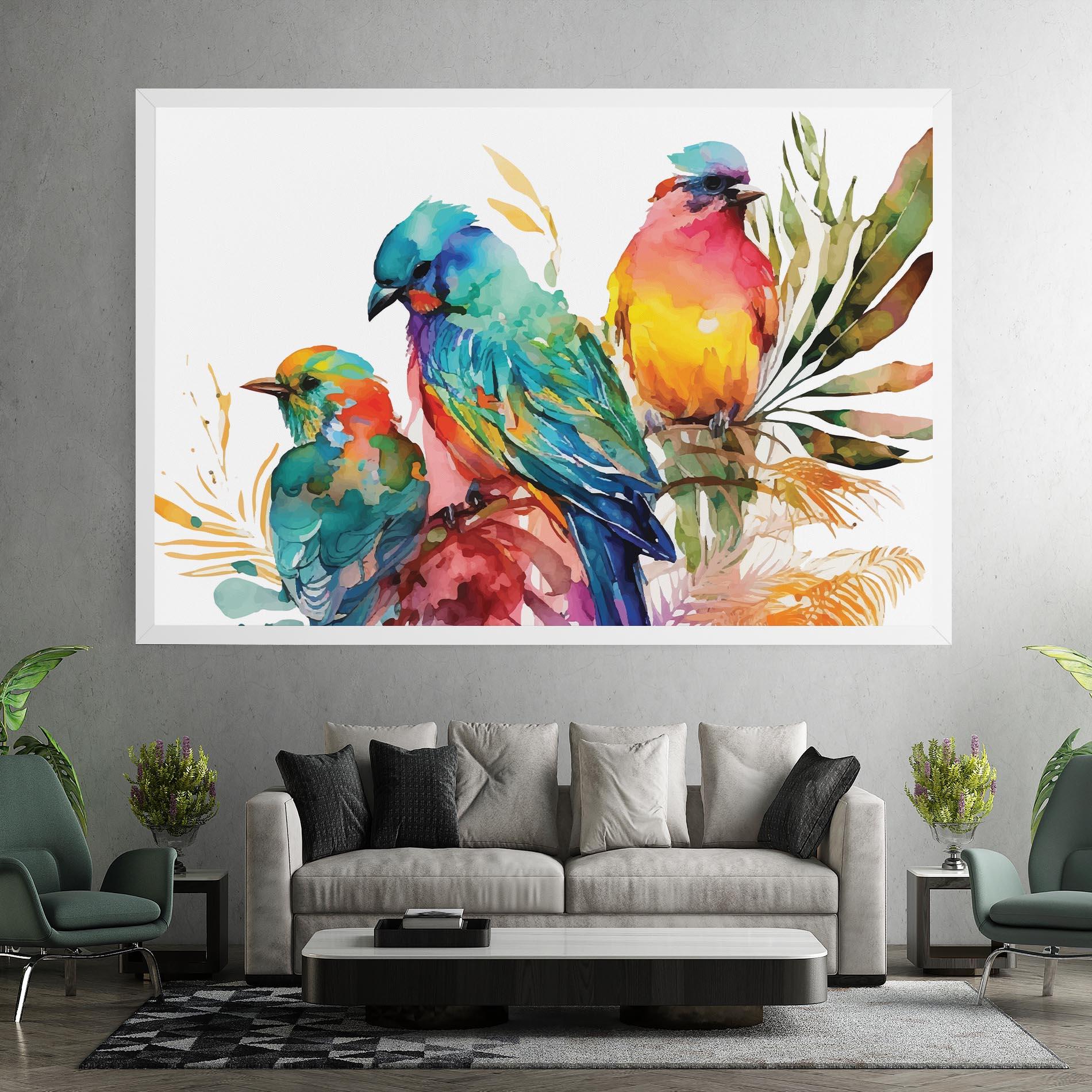 Leinwandbild Colorful Birds mockup 7