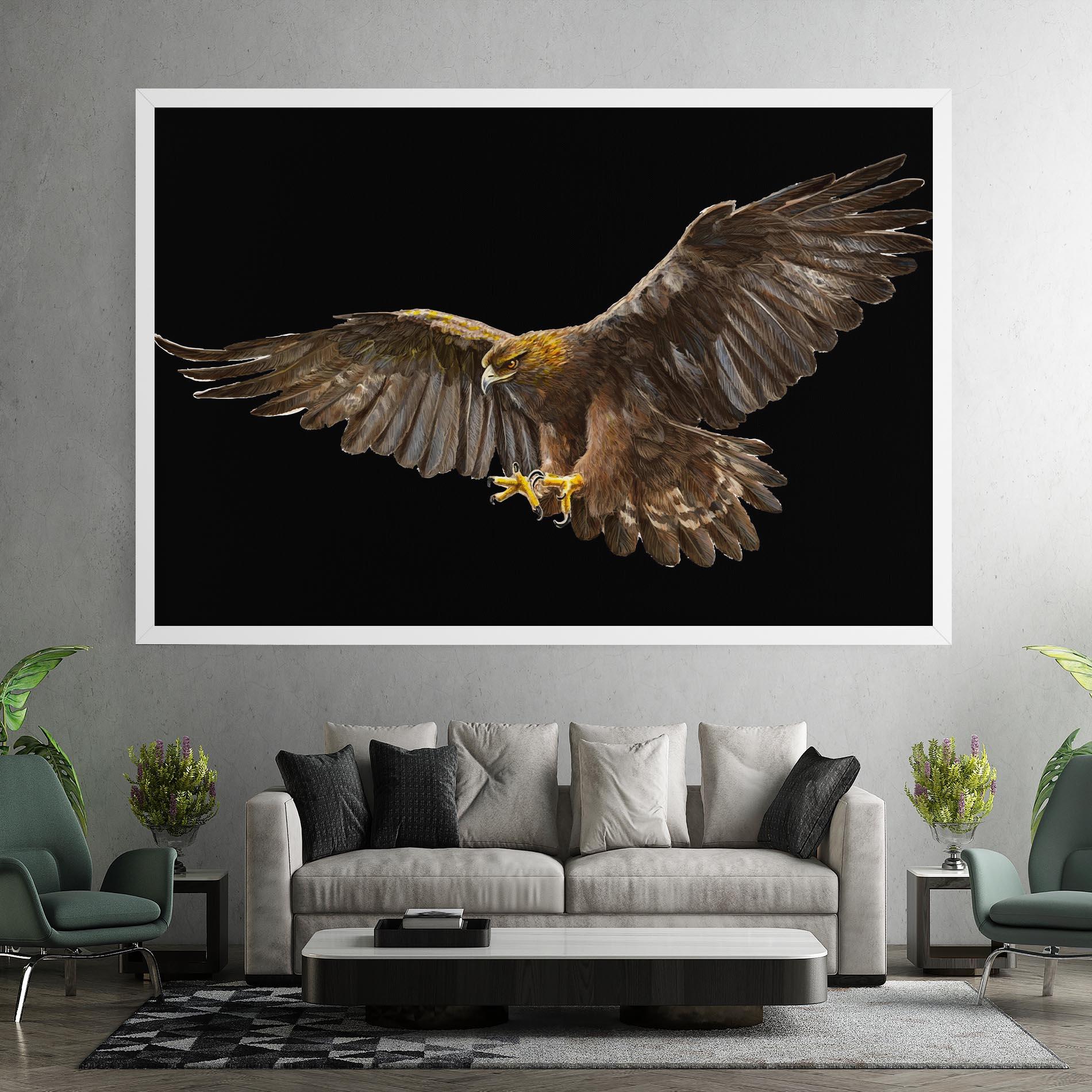 Leinwandbild Eagle On Black mockup 7