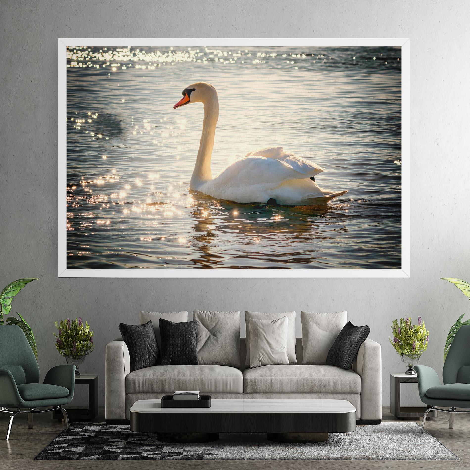 Leinwandbild Swan On Lake mockup 7