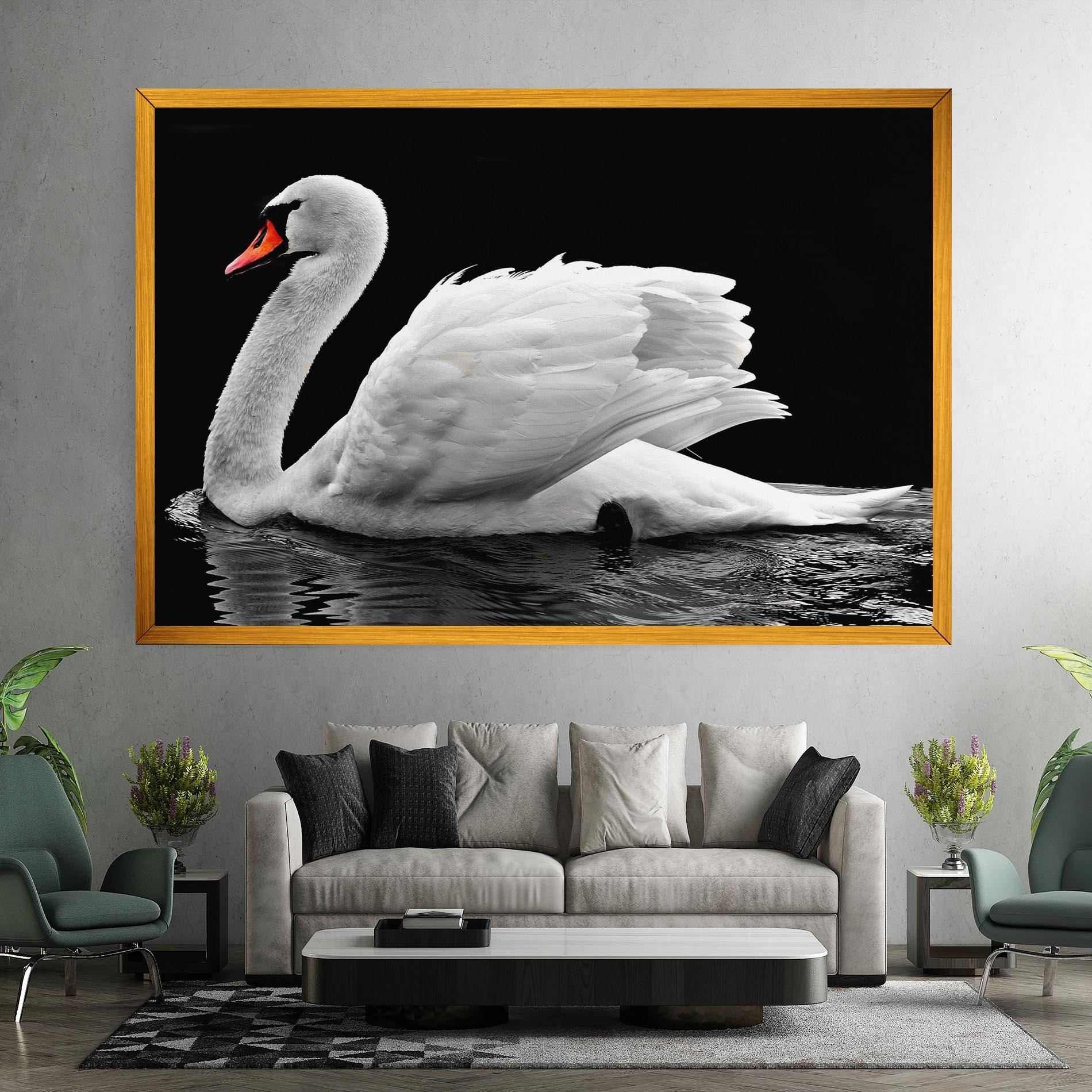 Leinwandbild Black And White Swan mockup 7