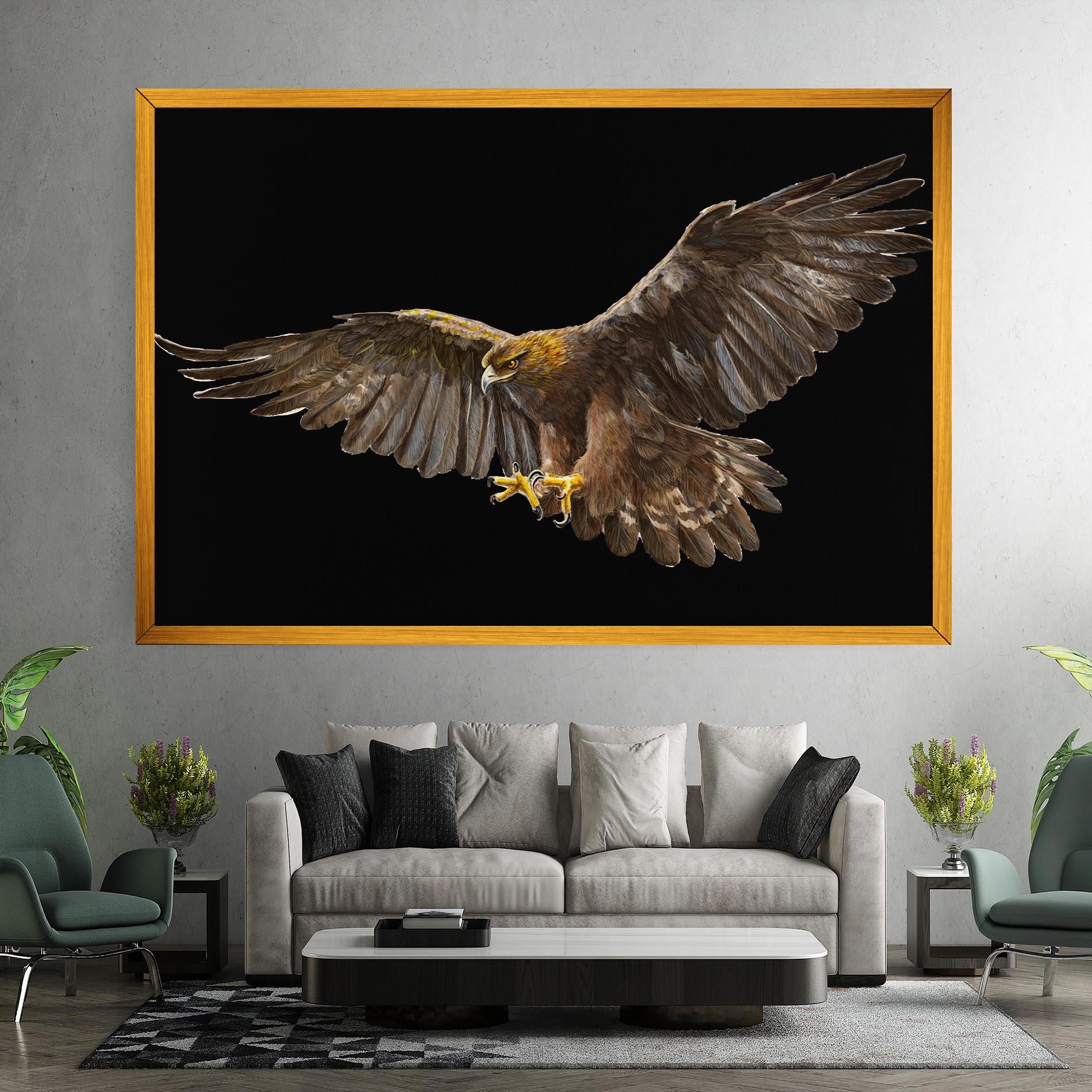 Leinwandbild Eagle On Black mockup 7
