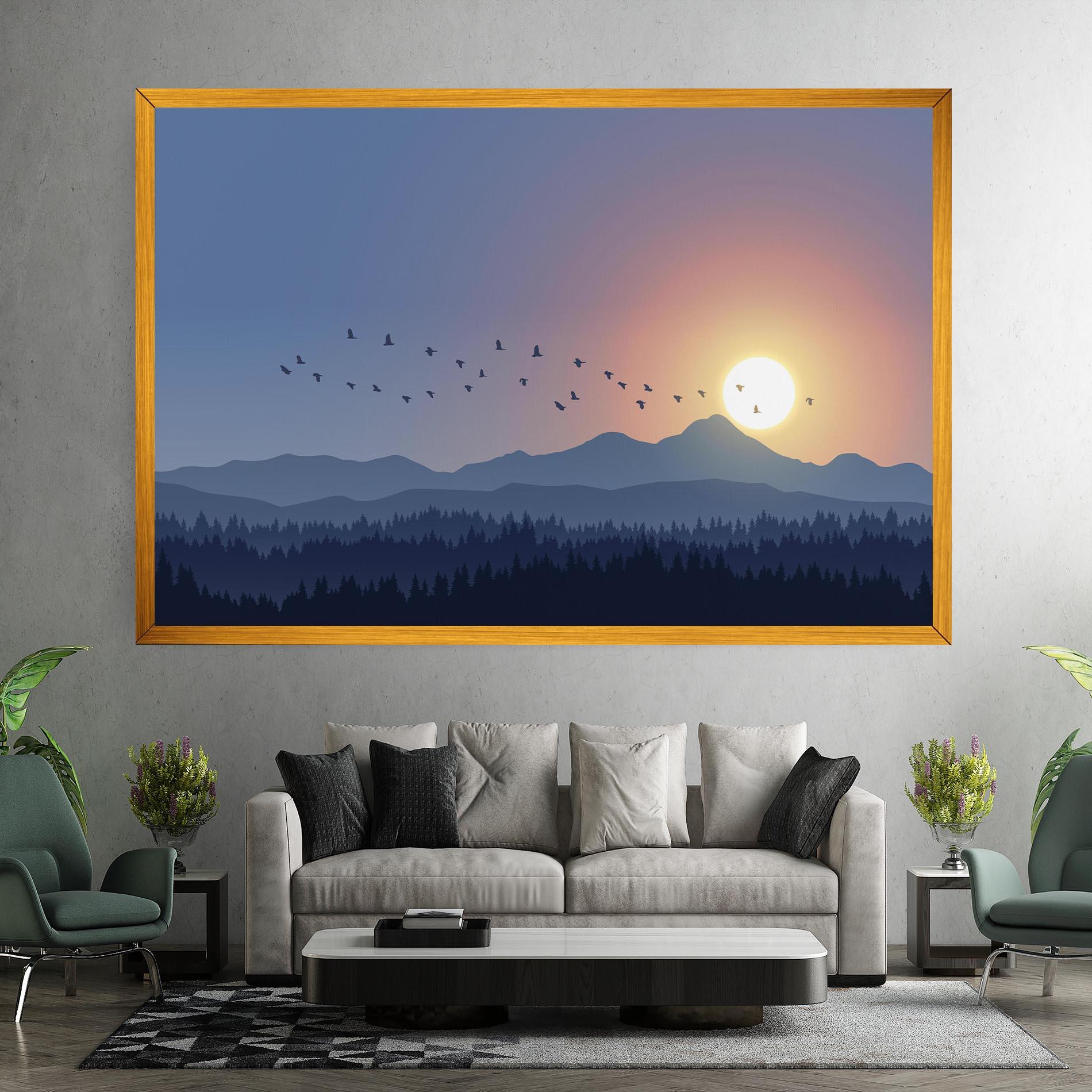 Leinwandbild Sunset Birds View mockup 7