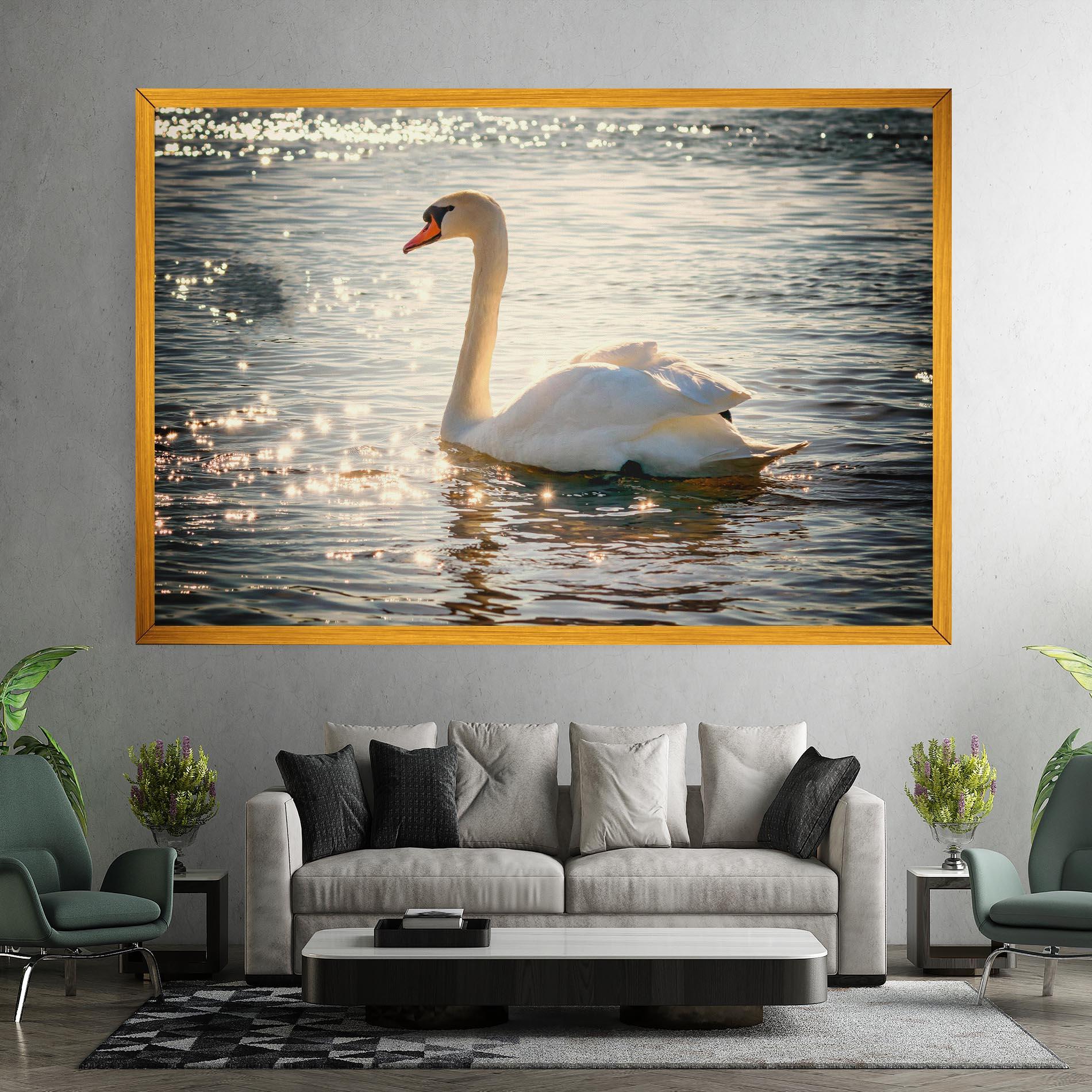 Leinwandbild Swan On Lake mockup 7