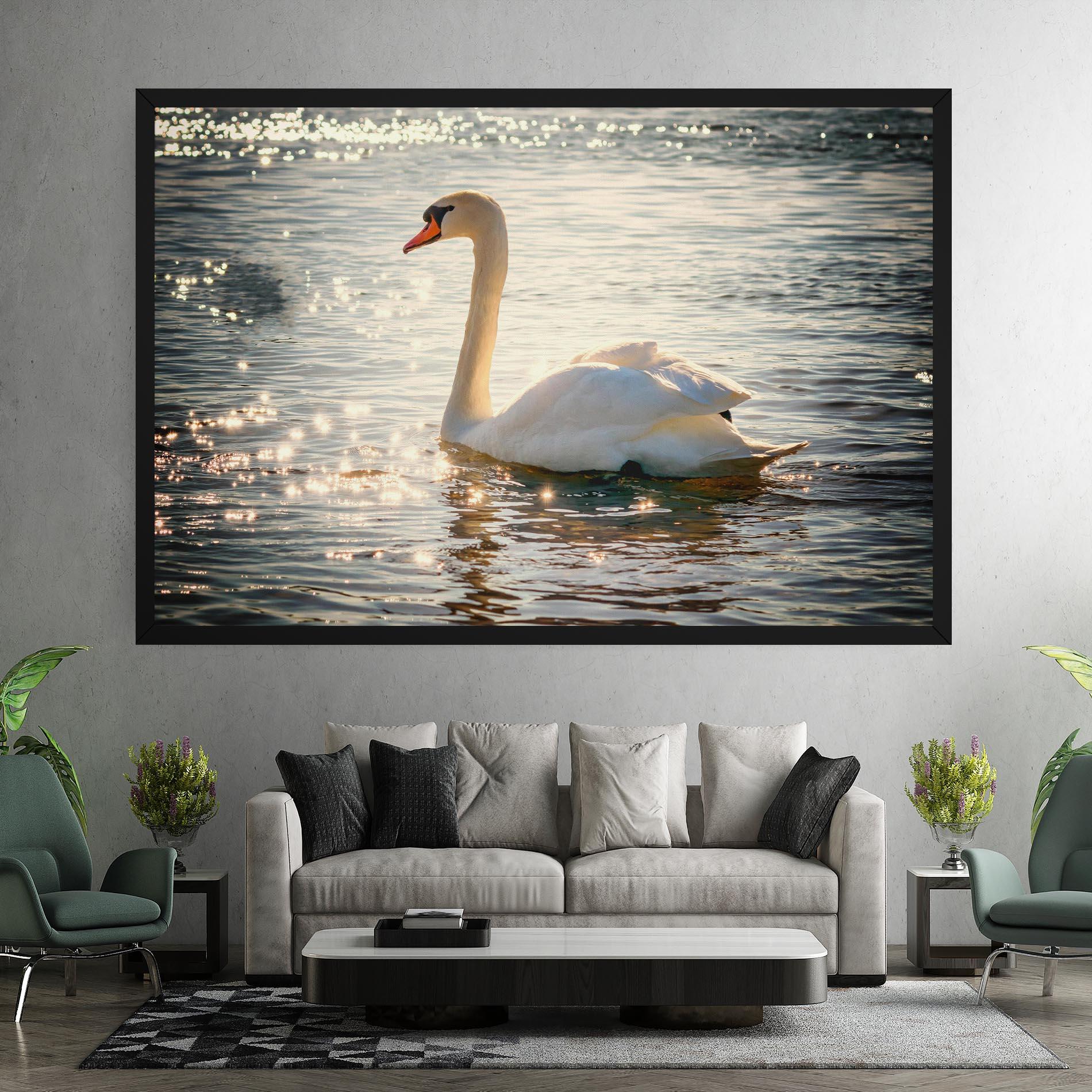Leinwandbild Swan On Lake mockup 7
