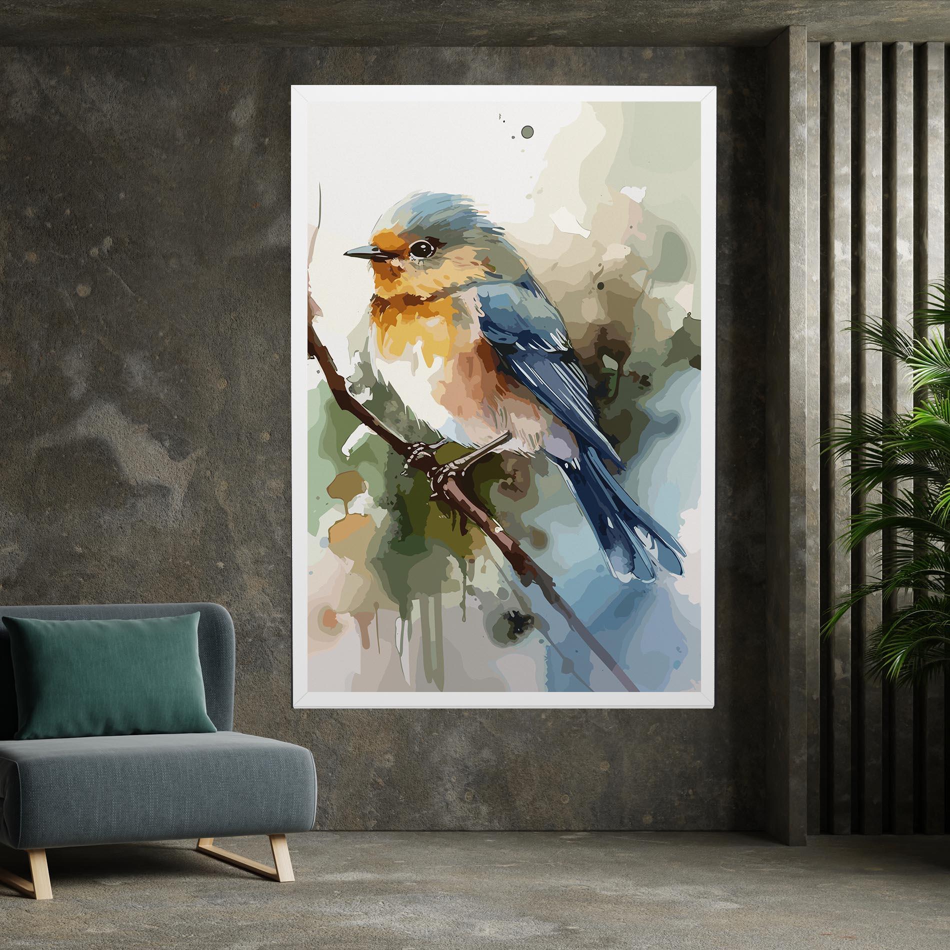 Leinwandbild Blue Pretty Bird mockup 7