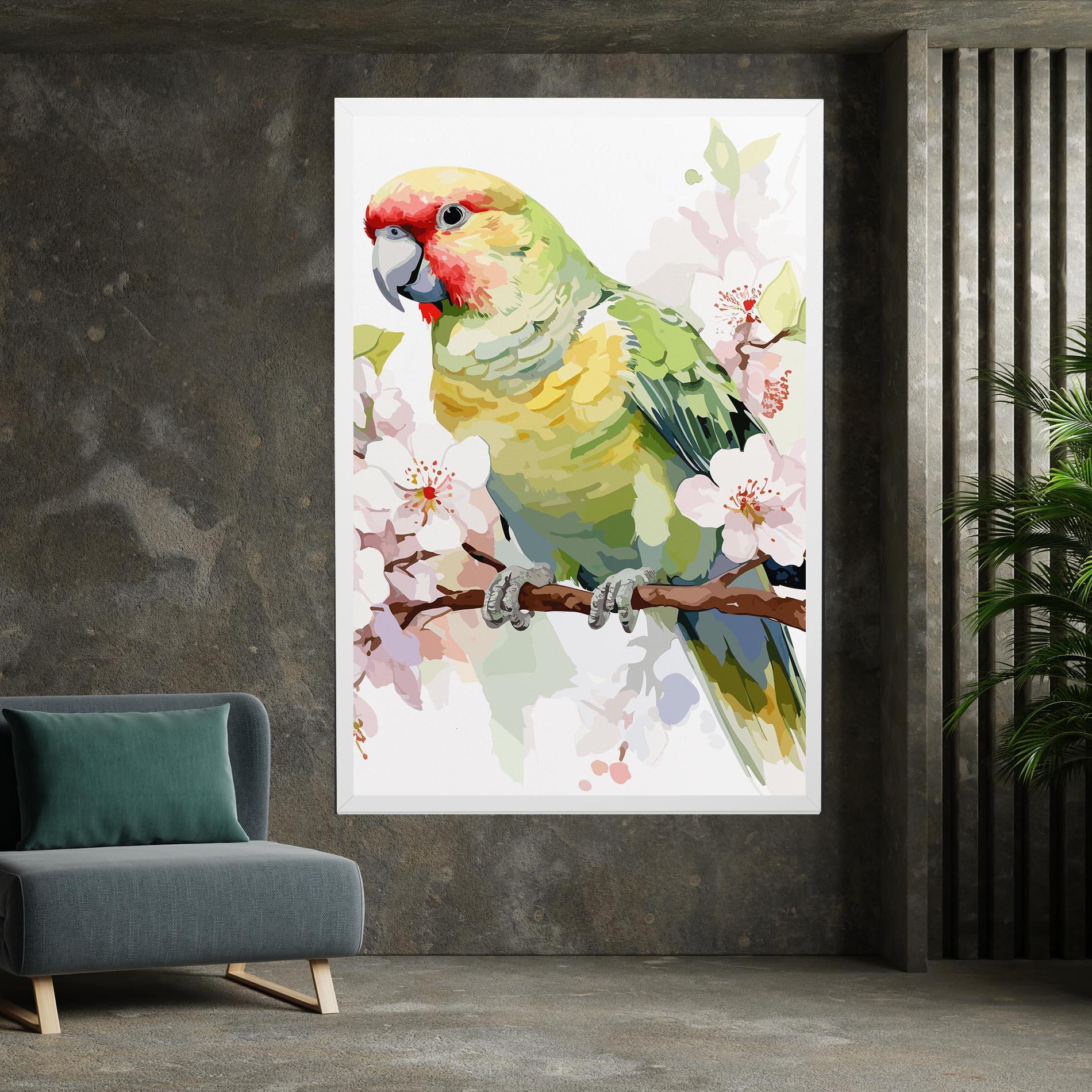 Leinwandbild Cute Green Parrot mockup 7