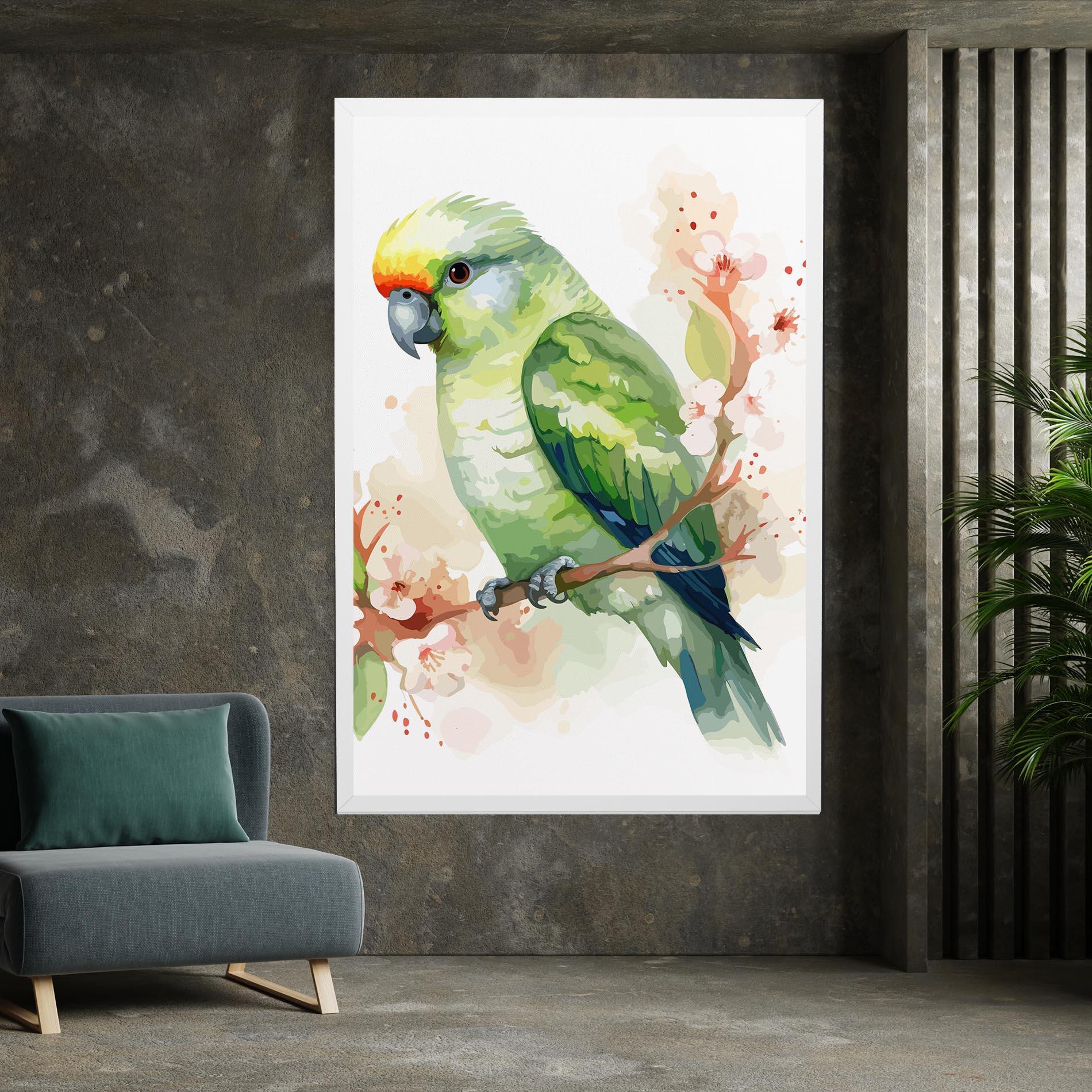 Leinwandbild Pretty Green Parrot mockup 7