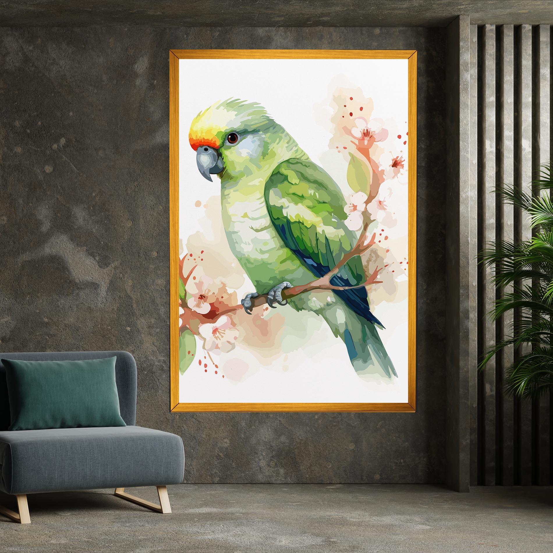 Leinwandbild Pretty Green Parrot mockup 7