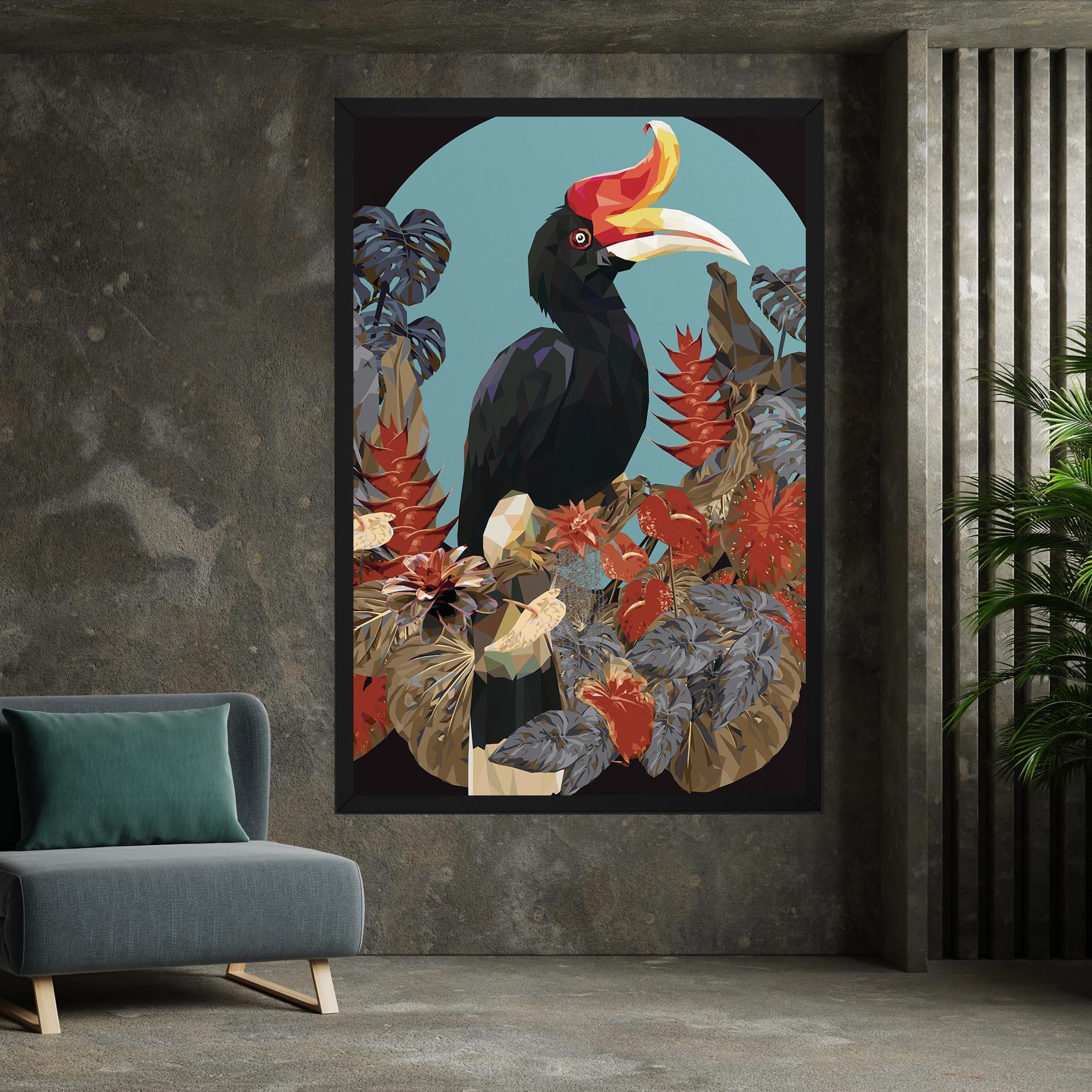 Leinwandbild Black Interesting Bird mockup 7