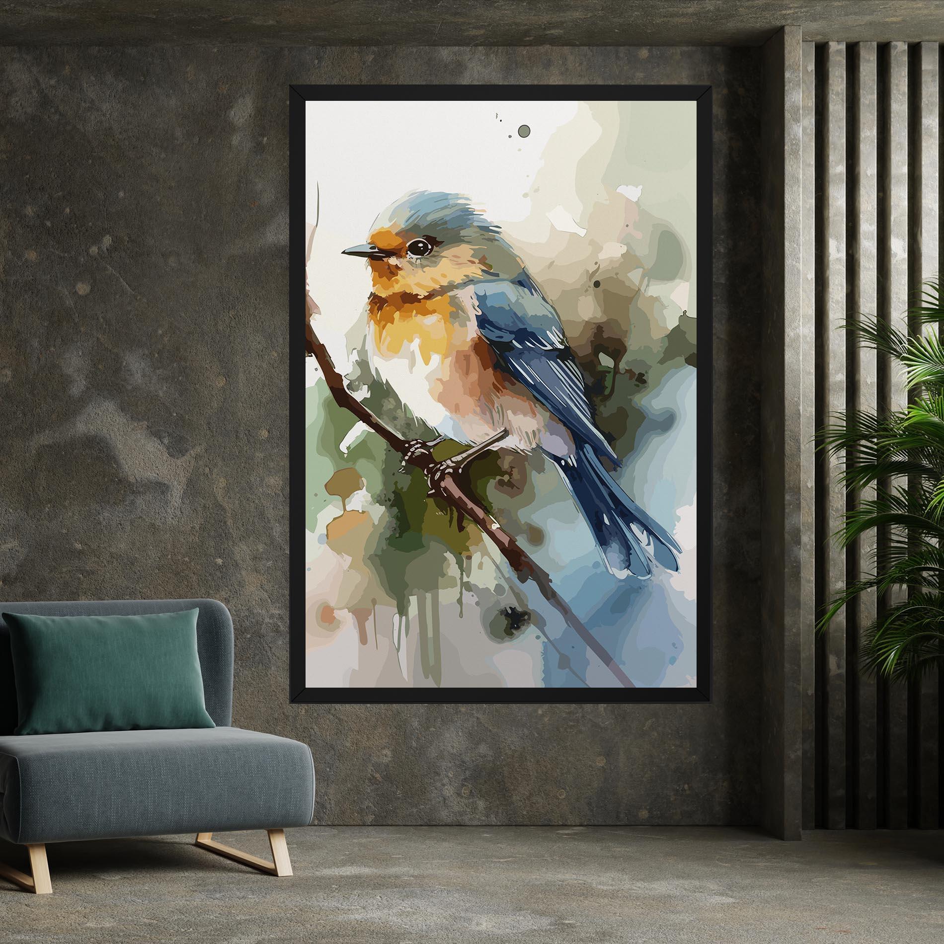 Leinwandbild Blue Pretty Bird mockup 7
