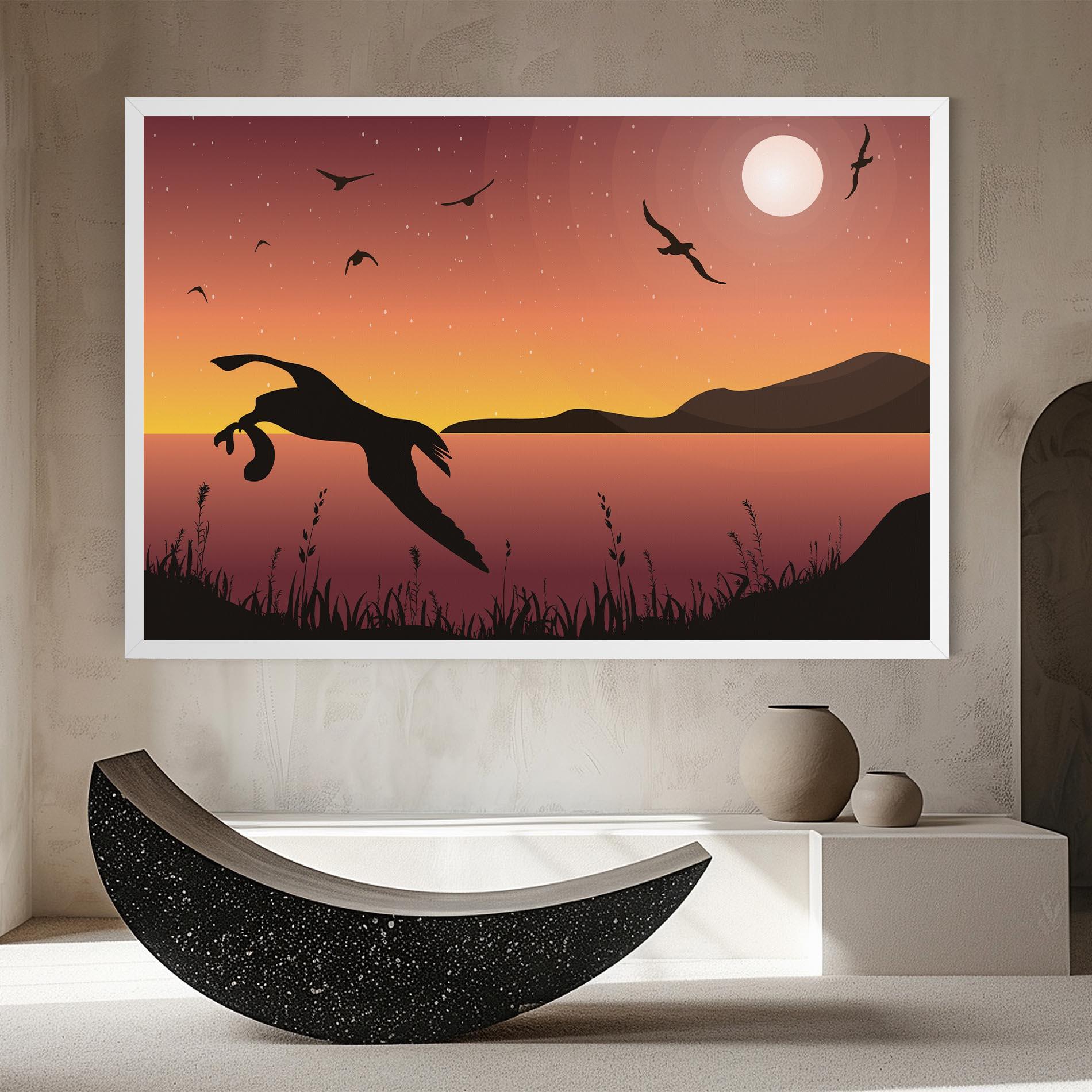 Leinwandbild Birds Fishing mockup 8