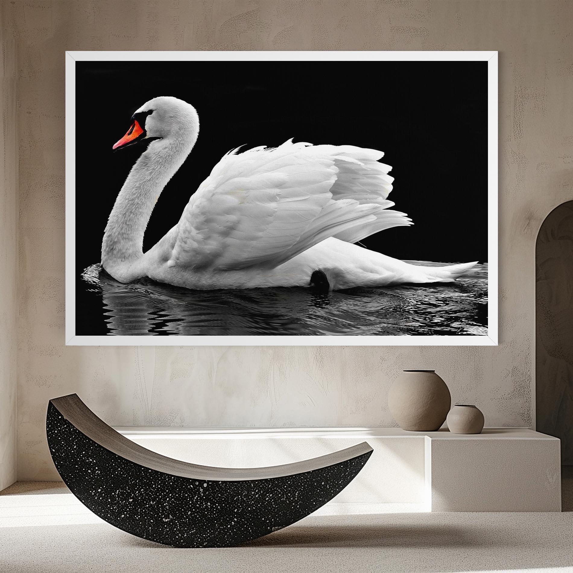 Leinwandbild Black And White Swan mockup 8