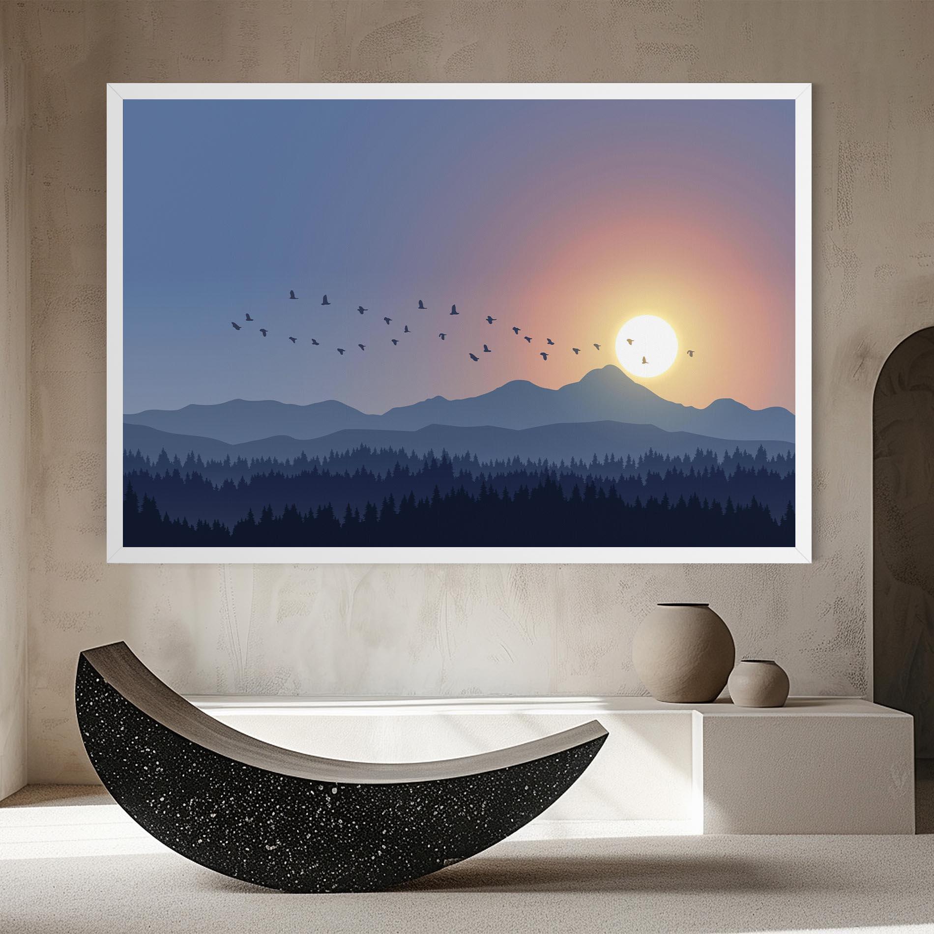 Leinwandbild Sunset Birds View mockup 8