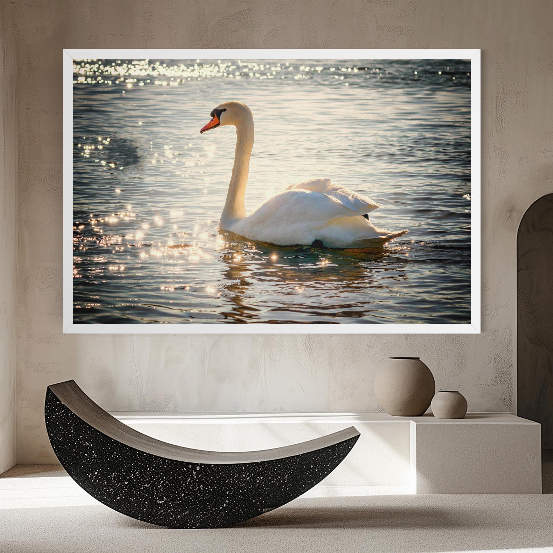 Leinwandbild Swan On Lake mockup 8