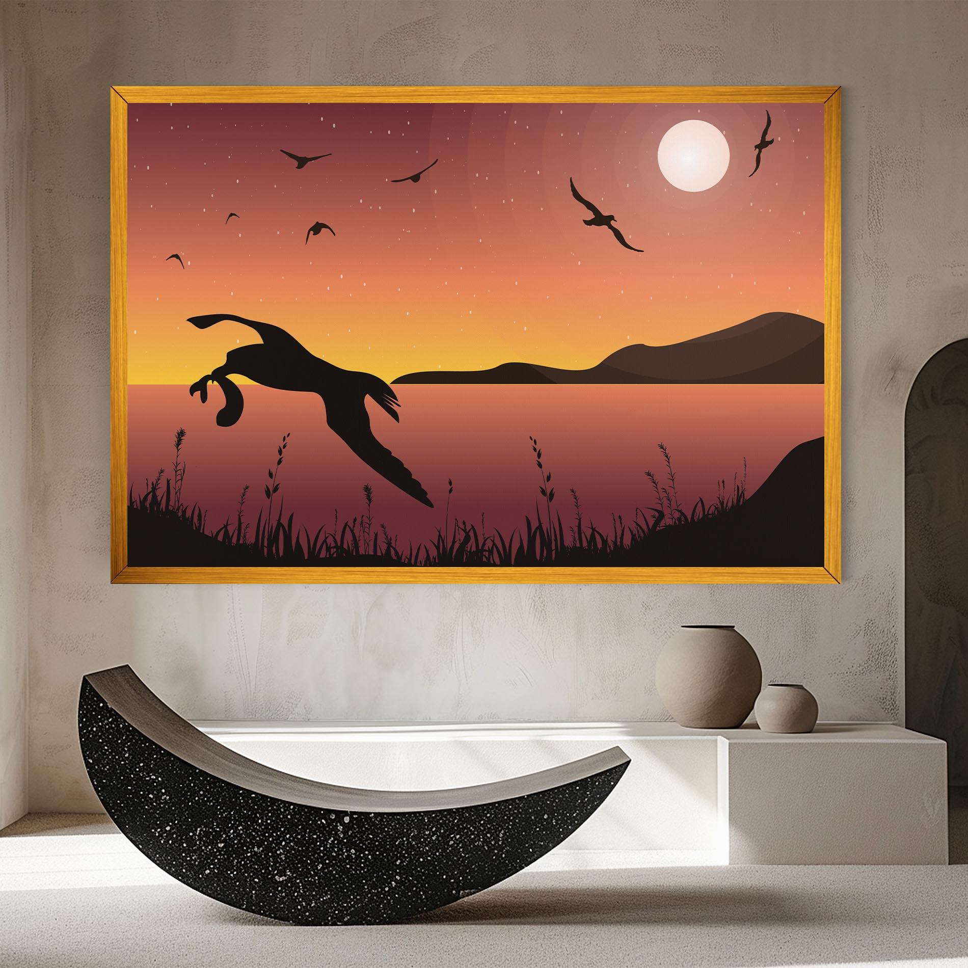 Leinwandbild Birds Fishing mockup 8