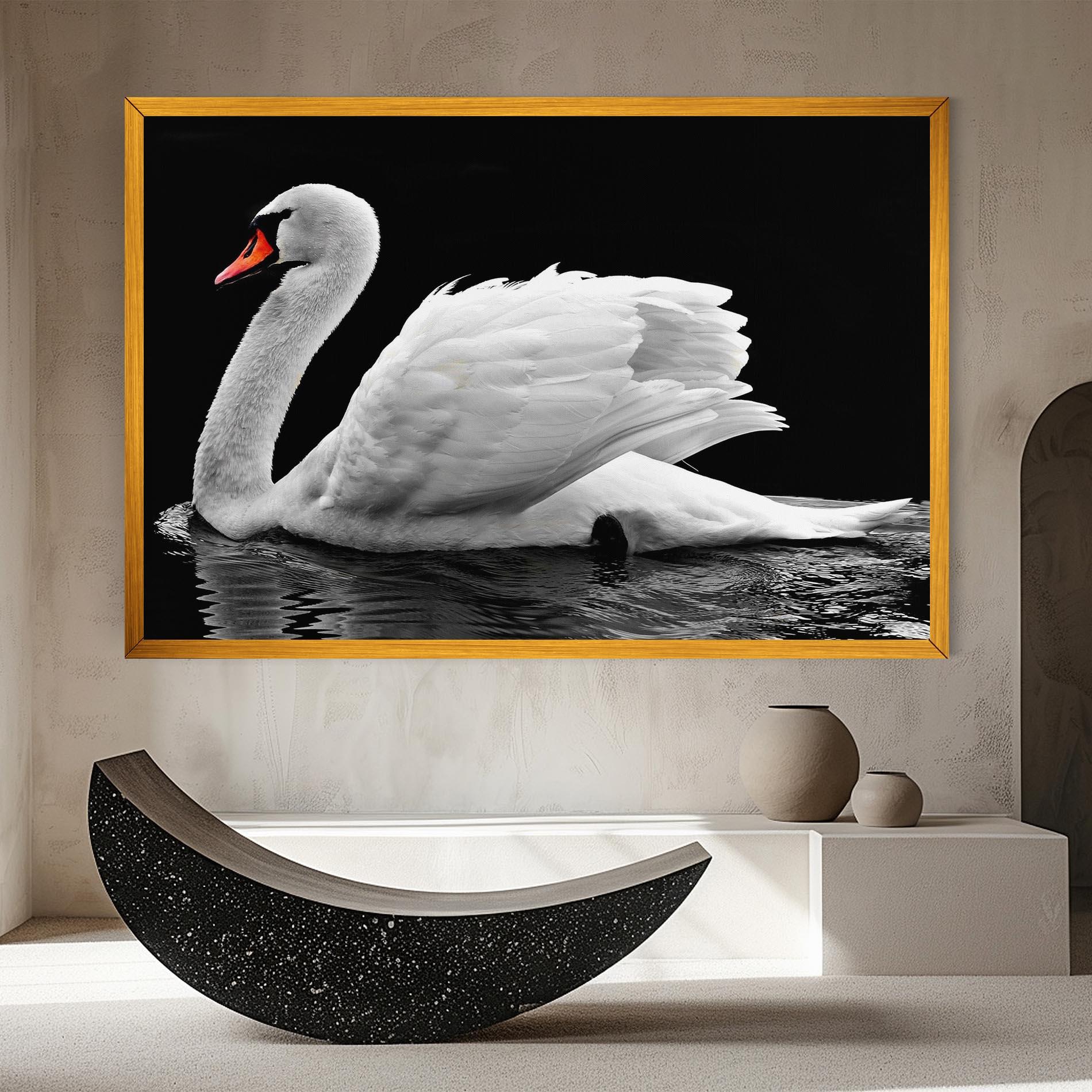Leinwandbild Black And White Swan mockup 8