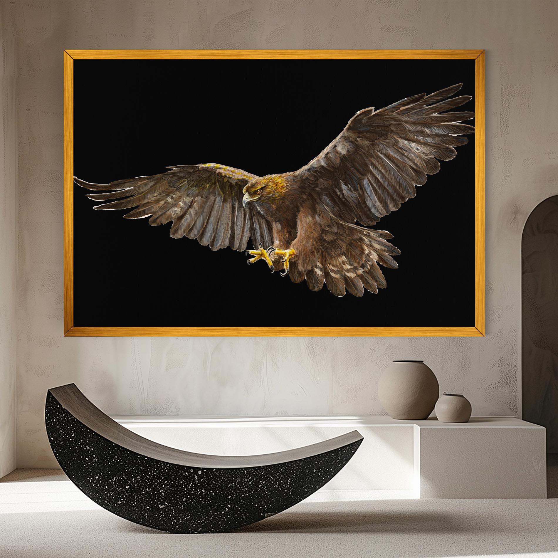 Leinwandbild Eagle On Black mockup 8