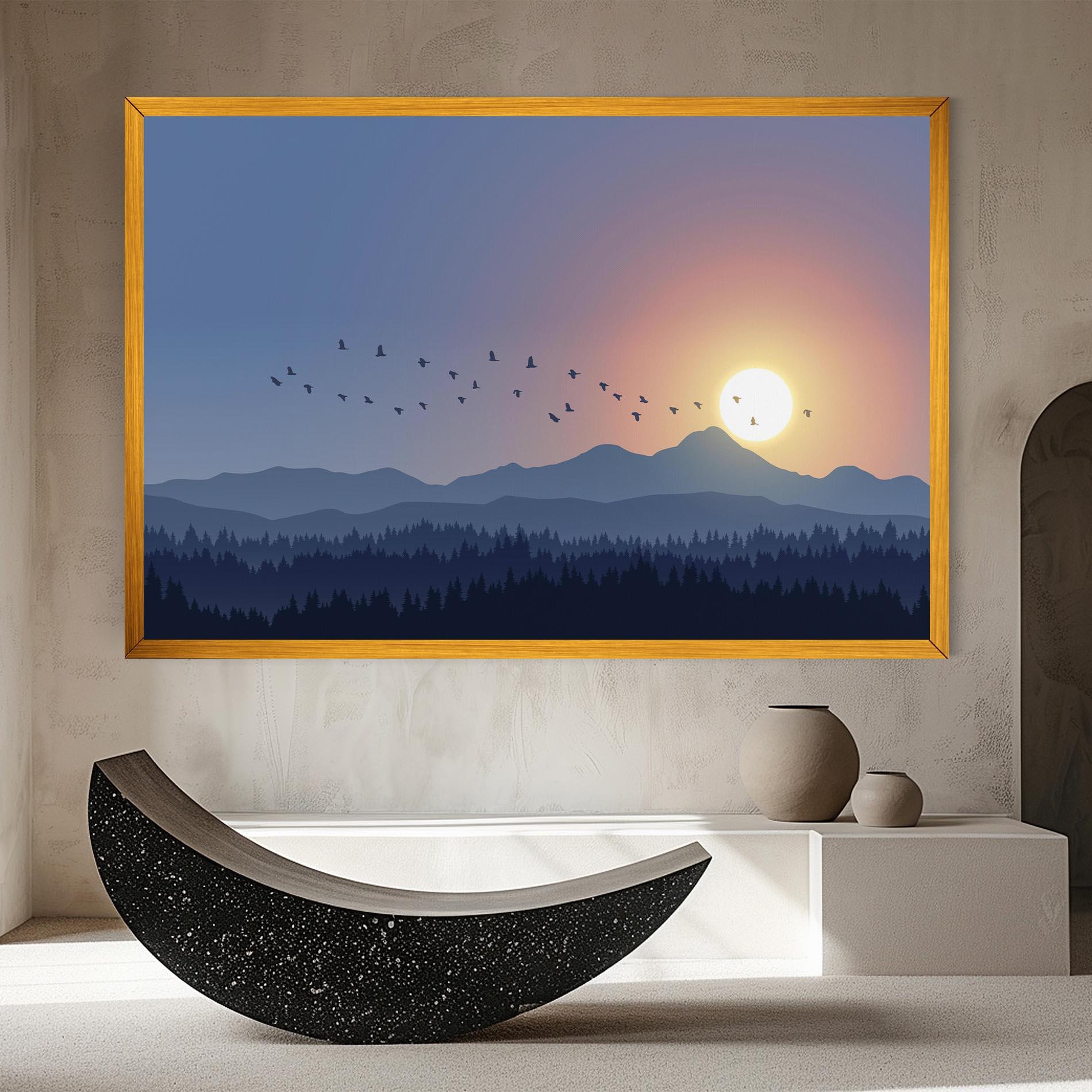 Leinwandbild Sunset Birds View mockup 8